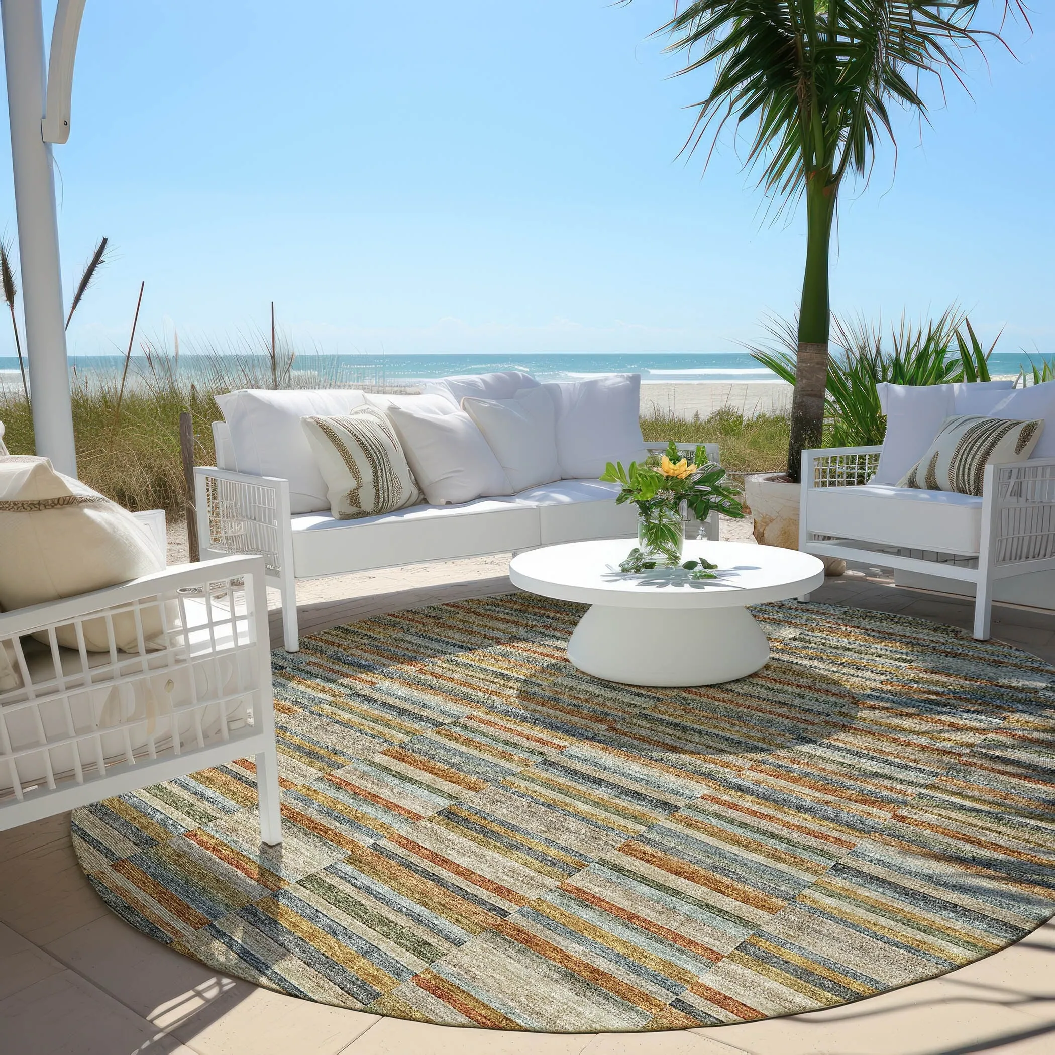 Machine Washable Indoor/ Outdoor Chantille Contemporary Geo Rug