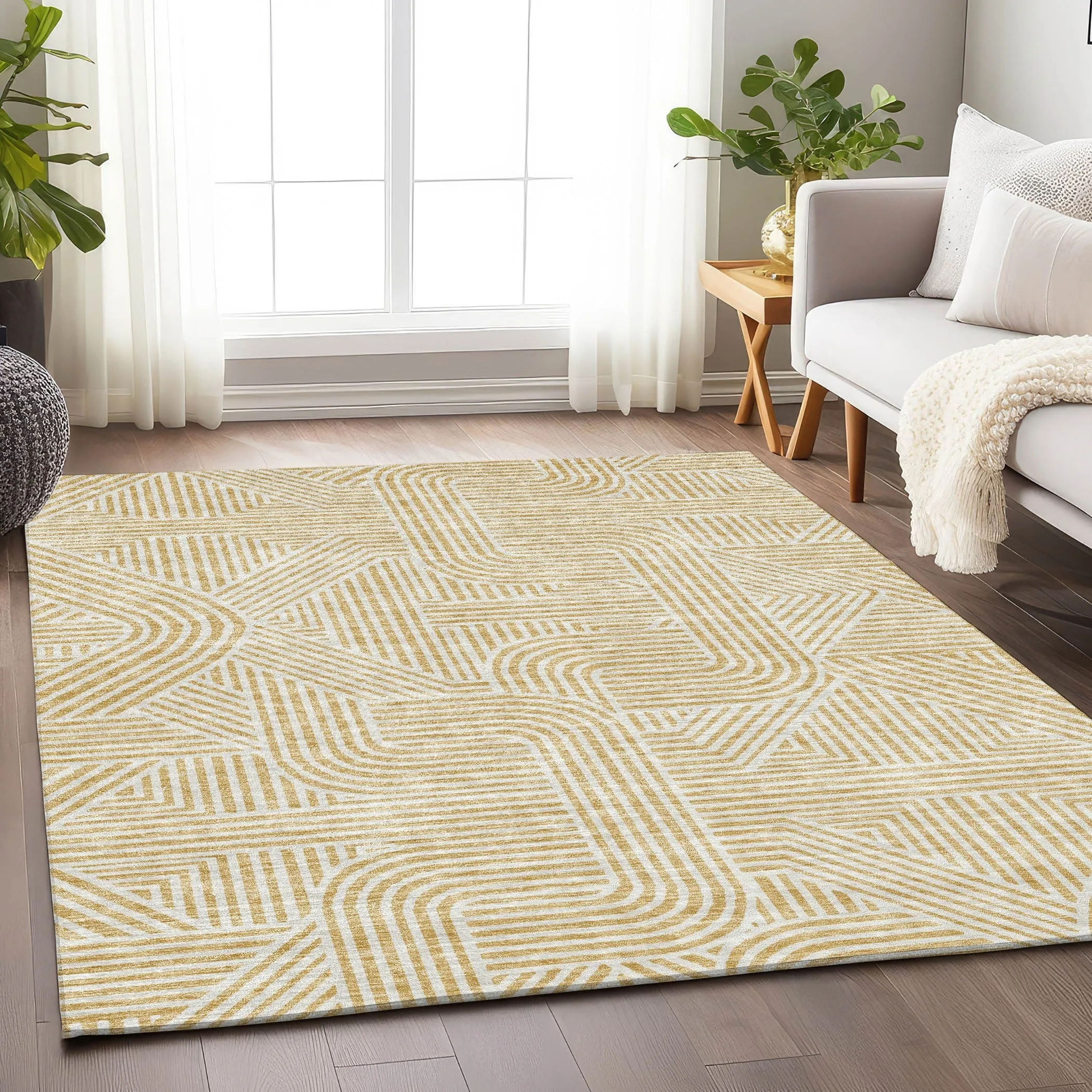 Machine Washable Indoor/ Outdoor Chantille Contemporary Geo Rug