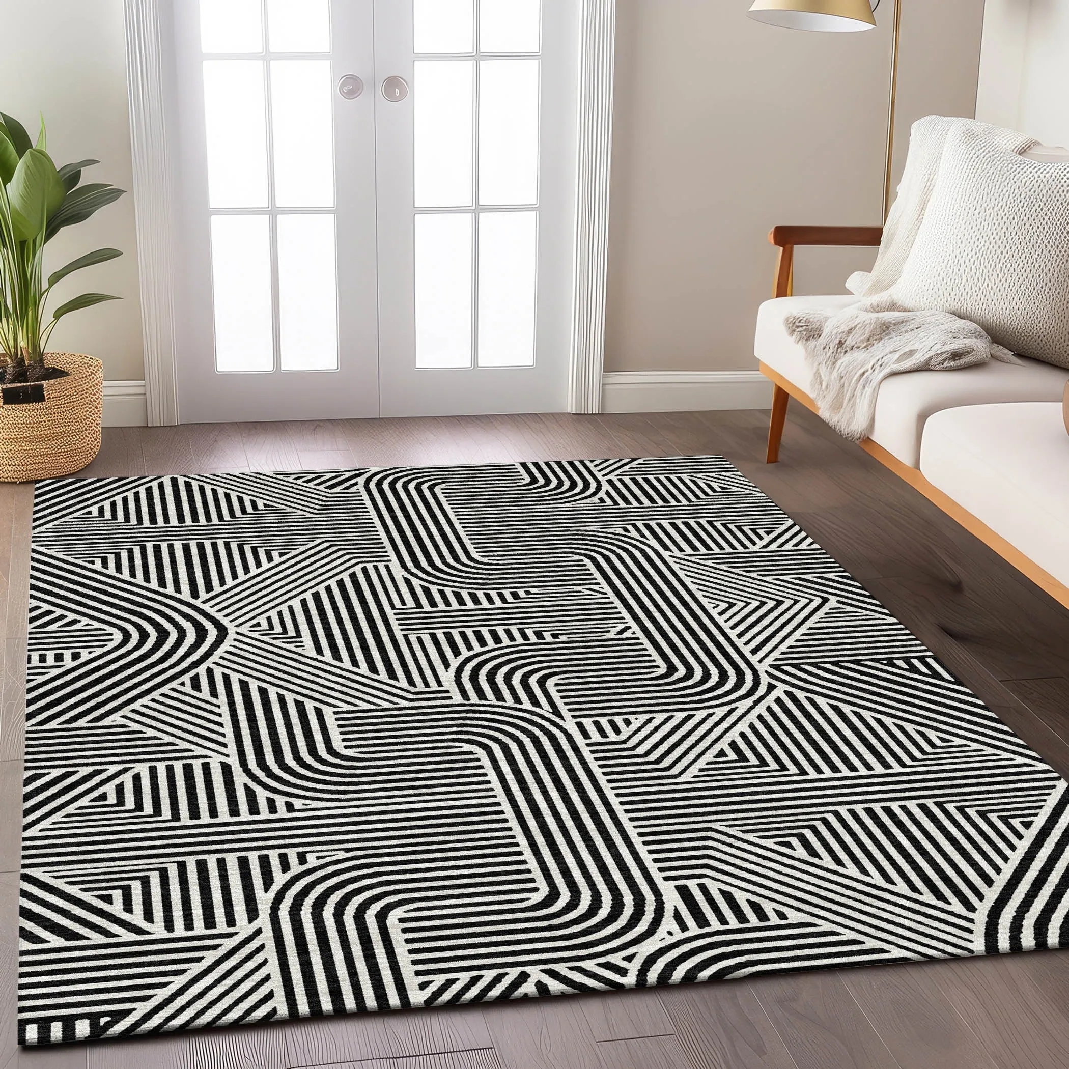 Machine Washable Indoor/ Outdoor Chantille Contemporary Geo Rug