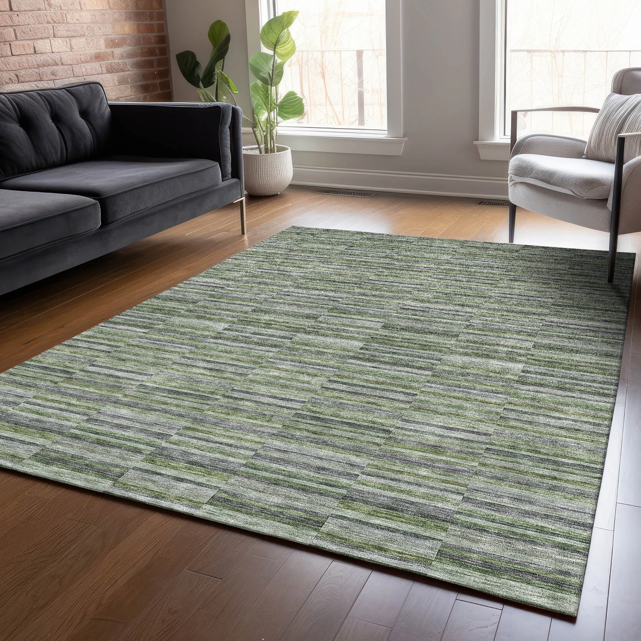 Machine Washable Indoor/ Outdoor Chantille Contemporary Geo Rug