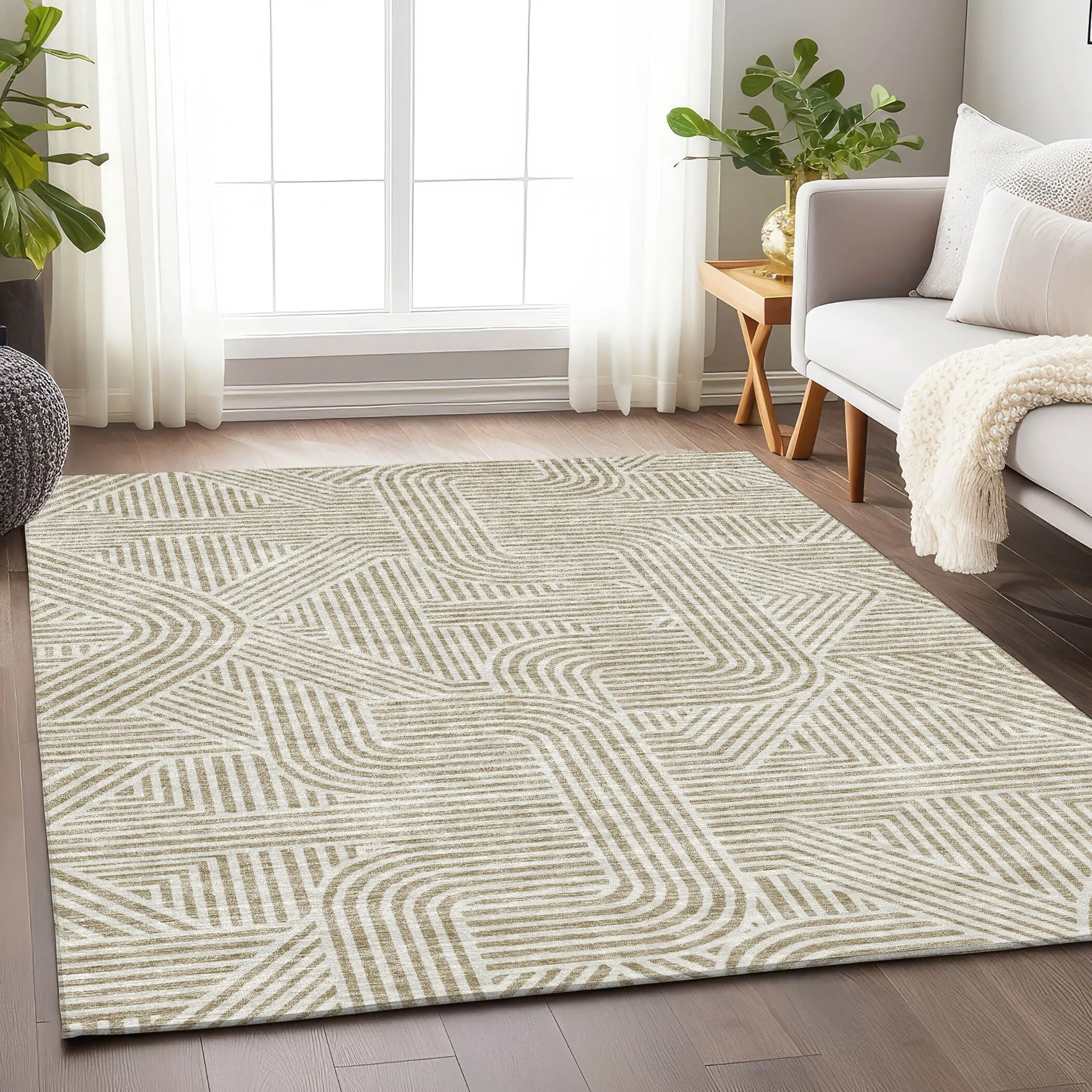 Machine Washable Indoor/ Outdoor Chantille Contemporary Geo Rug