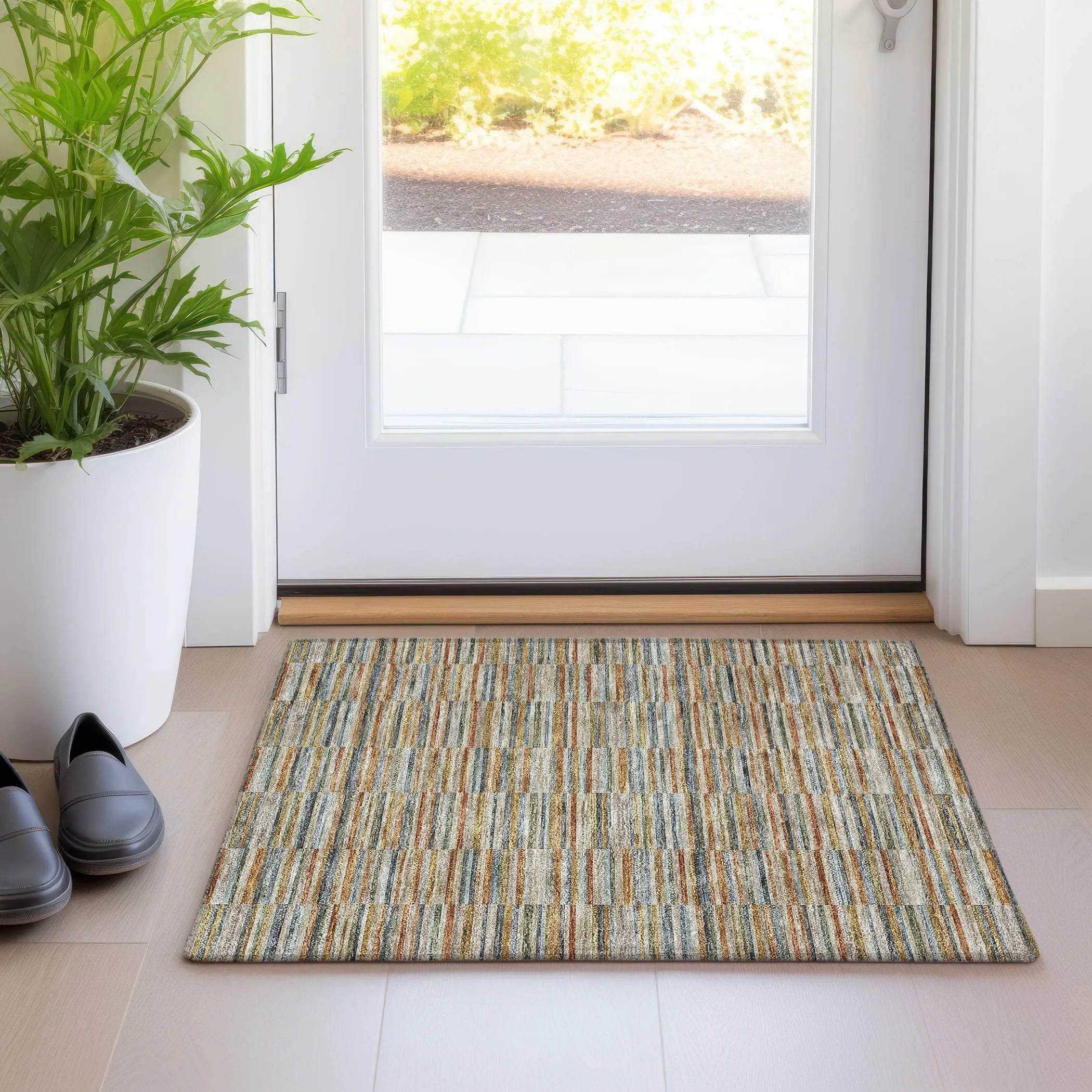 Machine Washable Indoor/ Outdoor Chantille Contemporary Geo Rug
