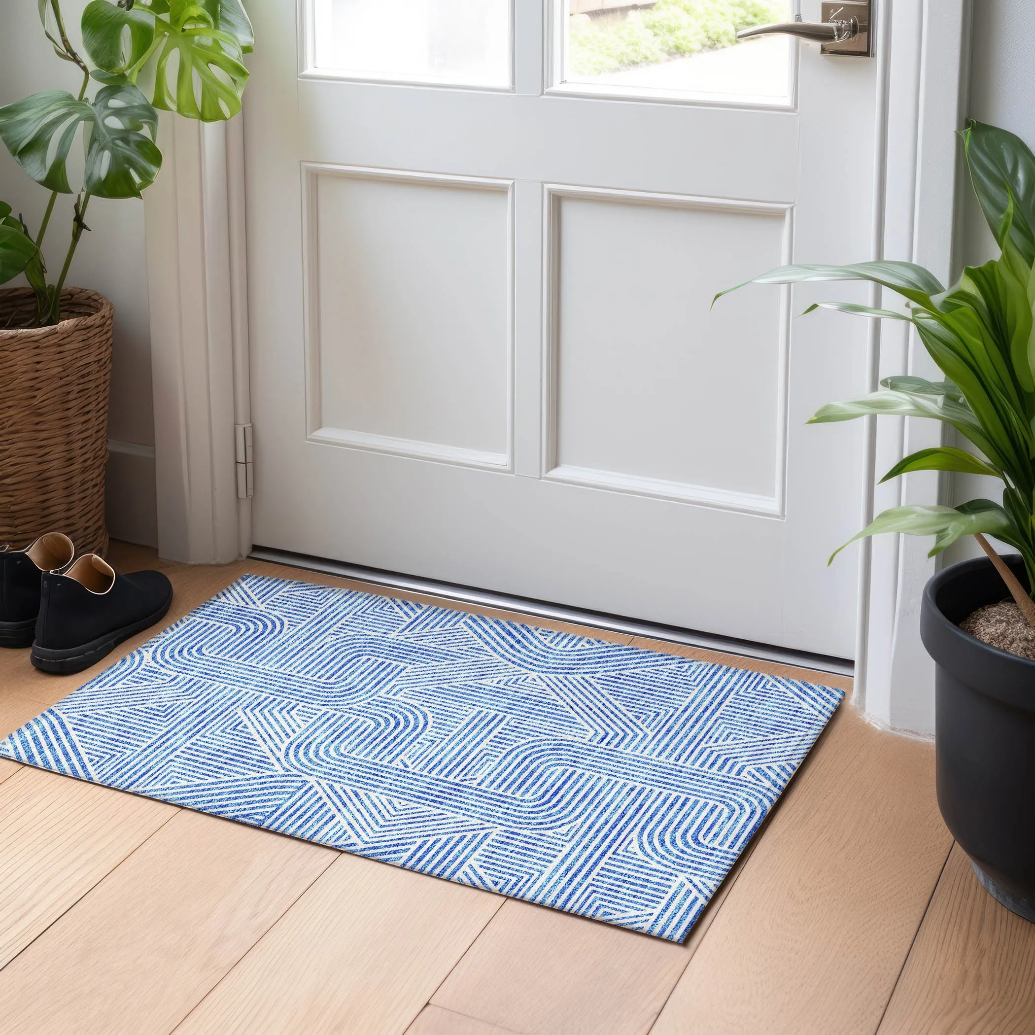 Machine Washable Indoor/ Outdoor Chantille Contemporary Geo Rug