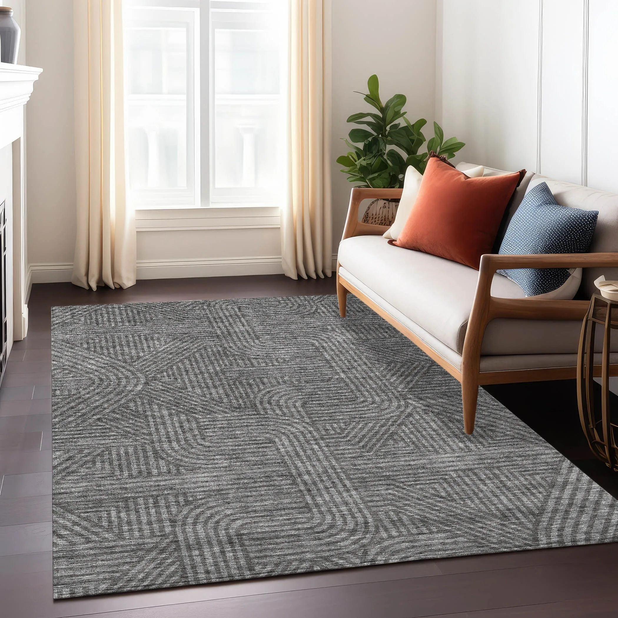 Machine Washable Indoor/ Outdoor Chantille Contemporary Geo Rug