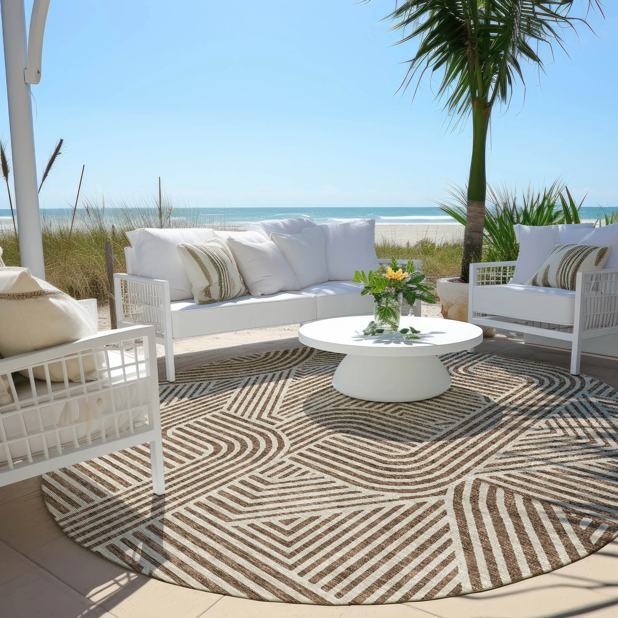 Machine Washable Indoor/ Outdoor Chantille Contemporary Geo Rug