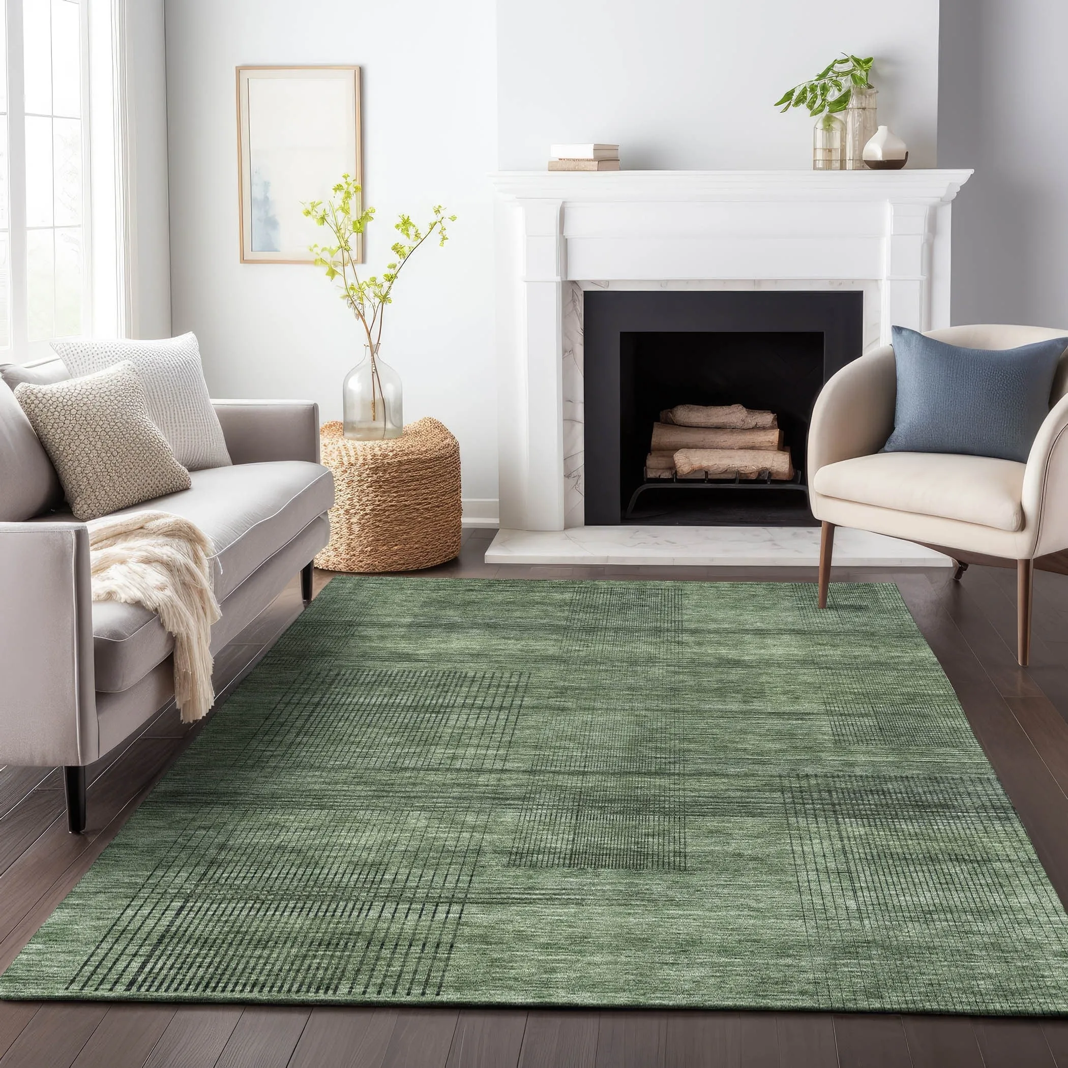 Machine Washable Indoor/ Outdoor Chantille Contemporary Imprints Rug