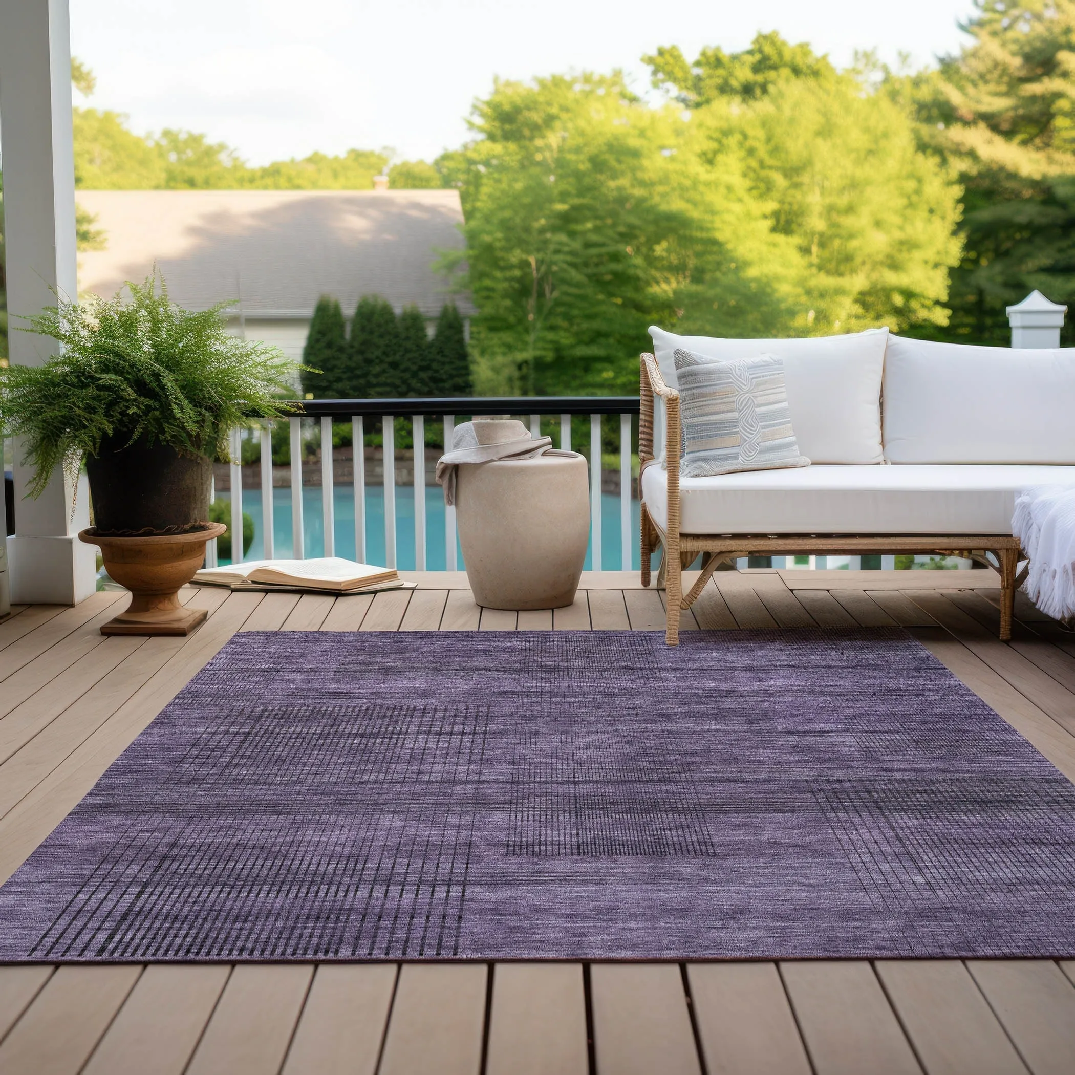 Machine Washable Indoor/ Outdoor Chantille Contemporary Imprints Rug