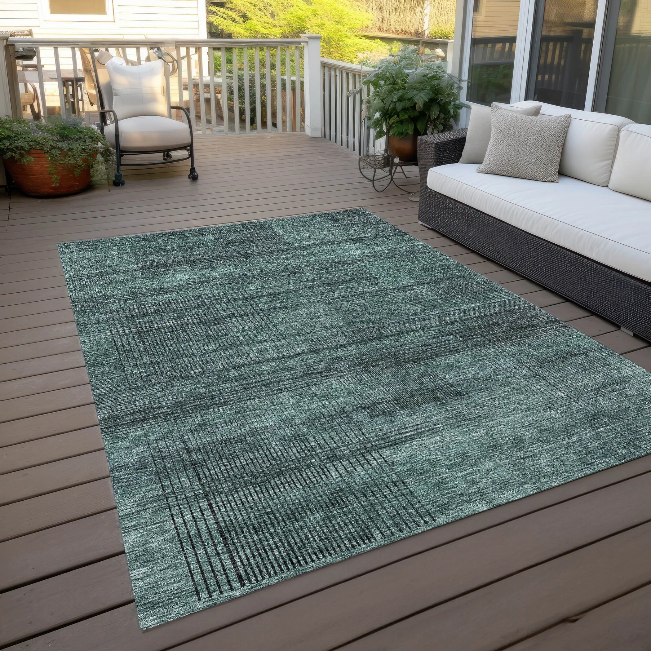 Machine Washable Indoor/ Outdoor Chantille Contemporary Imprints Rug