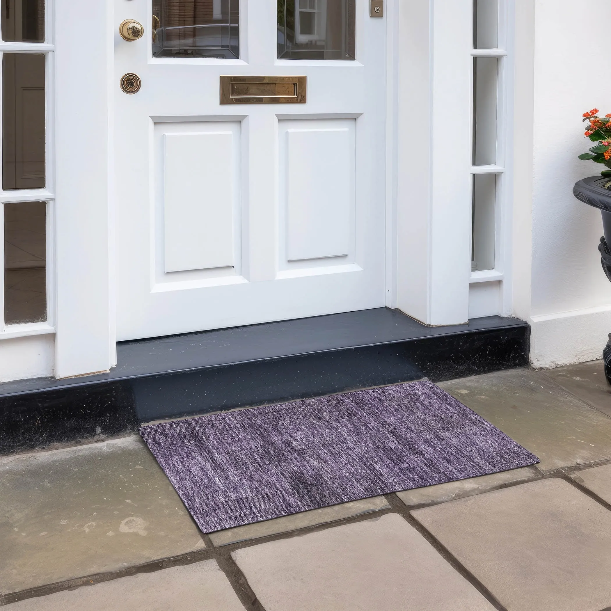 Machine Washable Indoor/ Outdoor Chantille Contemporary Imprints Rug