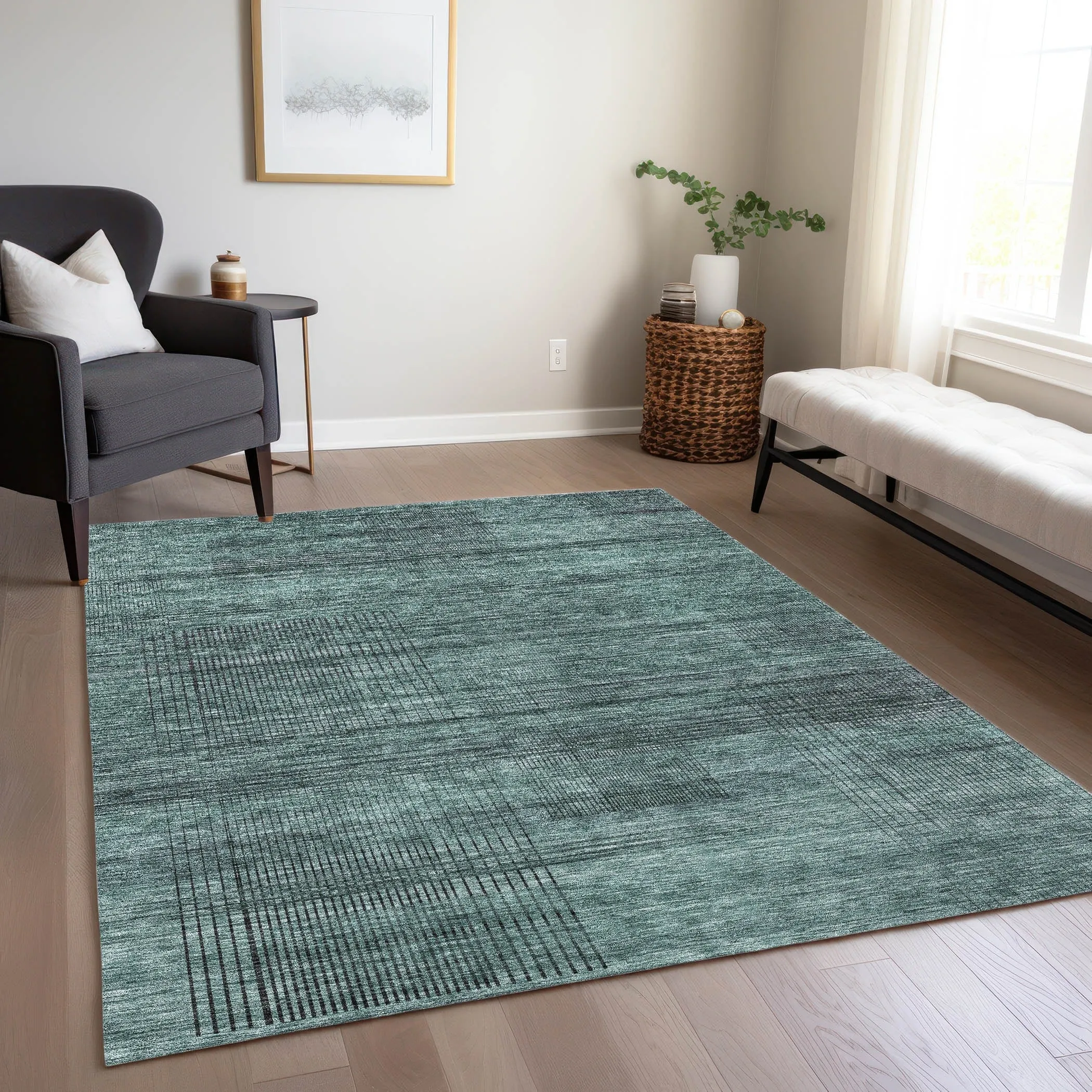 Machine Washable Indoor/ Outdoor Chantille Contemporary Imprints Rug