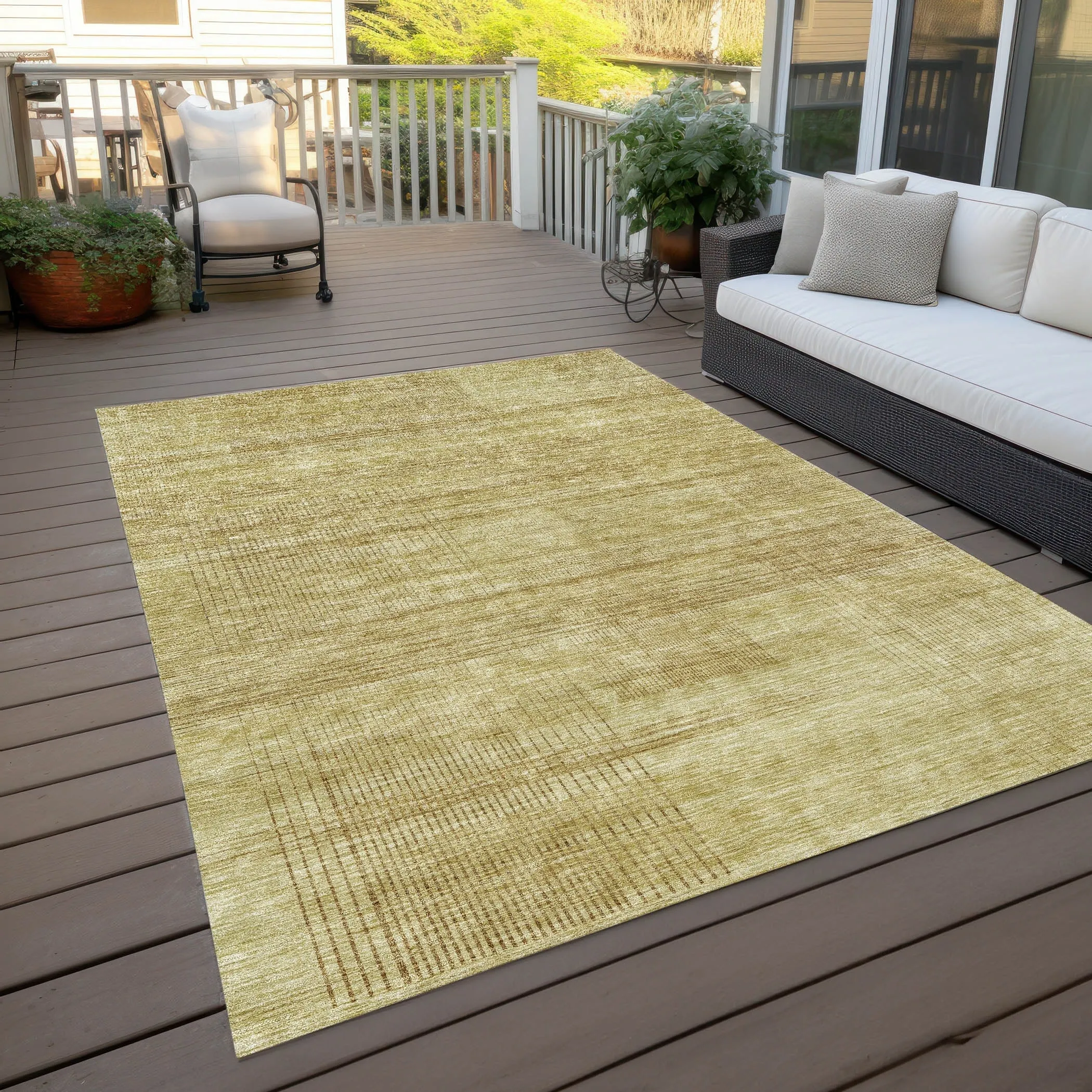 Machine Washable Indoor/ Outdoor Chantille Contemporary Imprints Rug