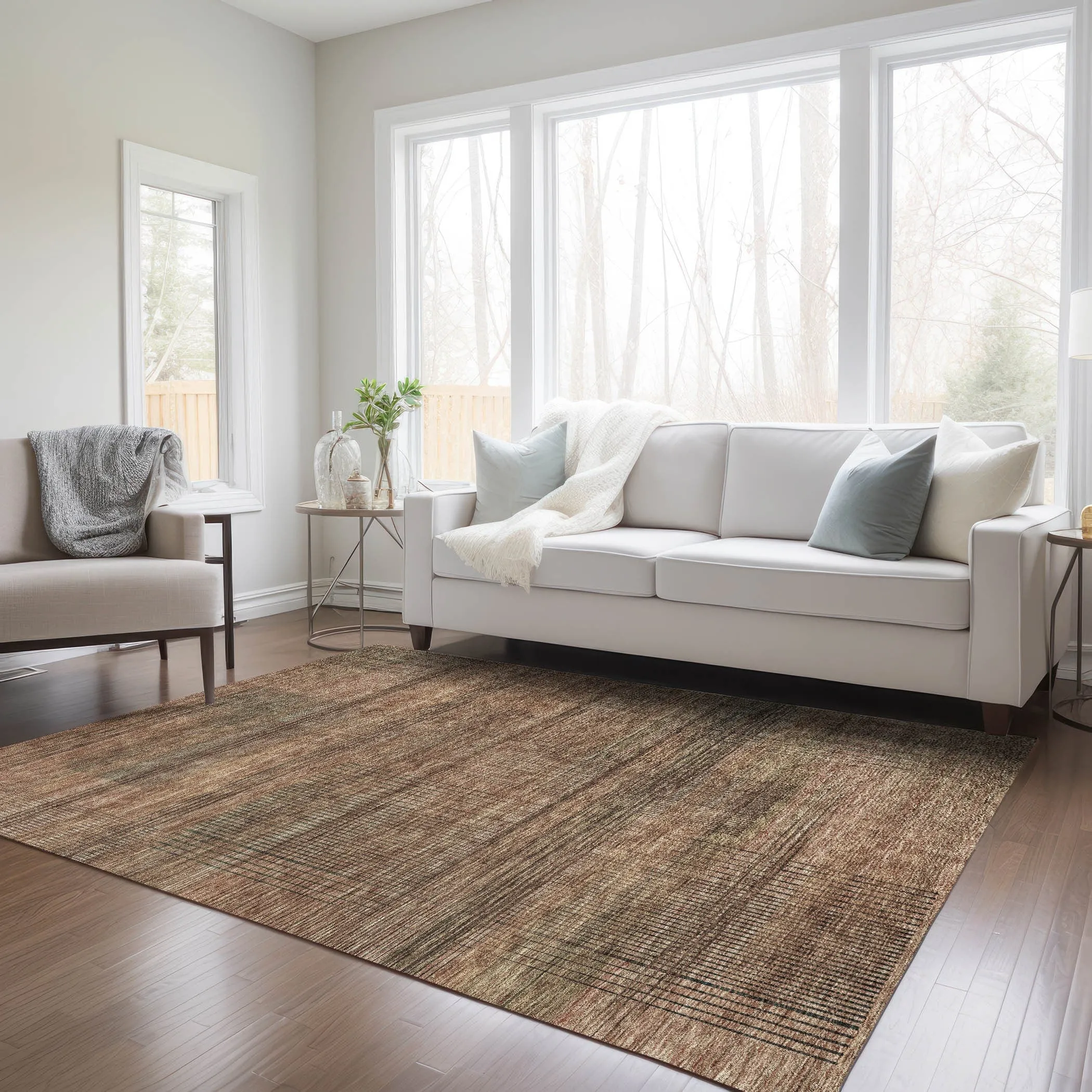 Machine Washable Indoor/ Outdoor Chantille Contemporary Imprints Rug