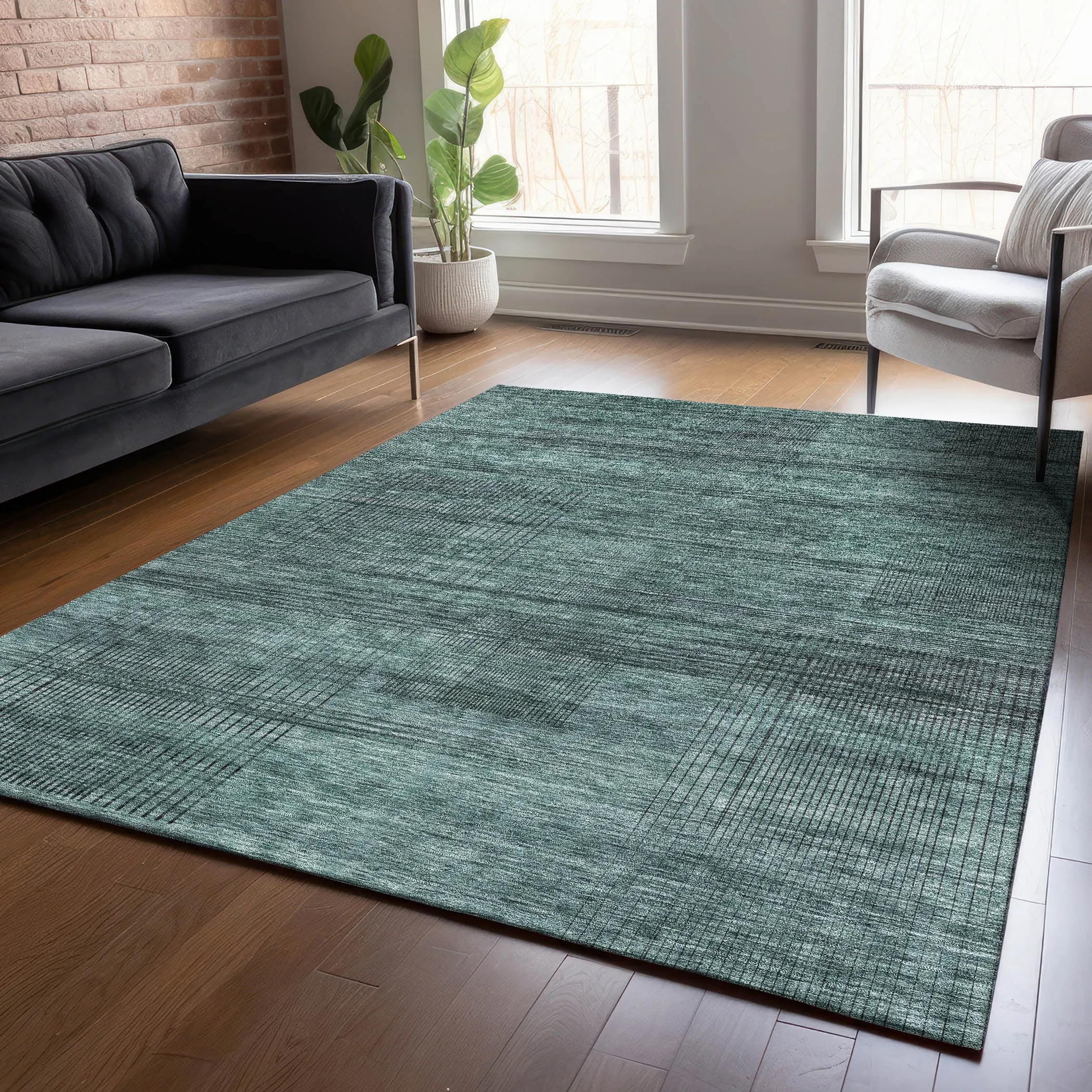 Machine Washable Indoor/ Outdoor Chantille Contemporary Imprints Rug