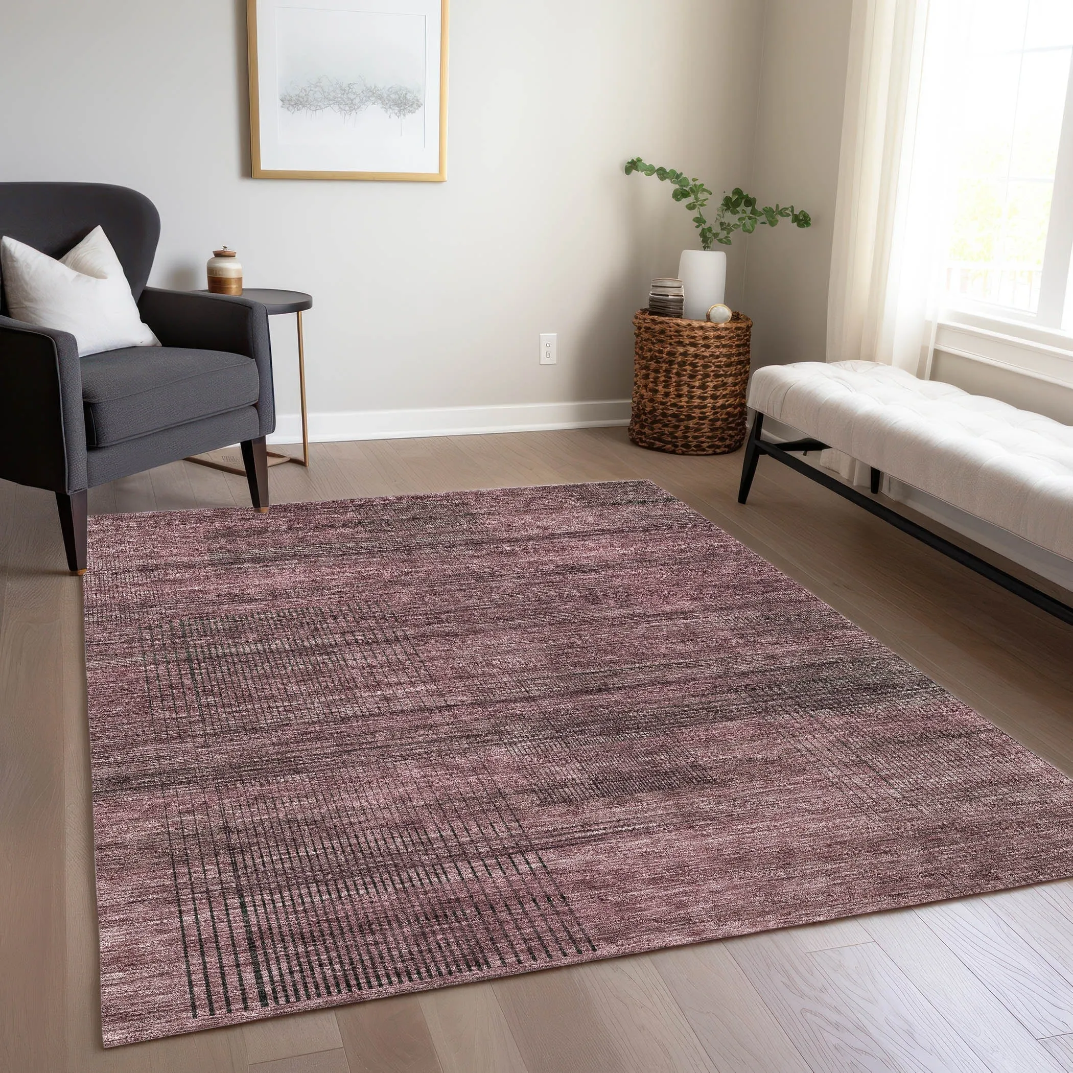 Machine Washable Indoor/ Outdoor Chantille Contemporary Imprints Rug