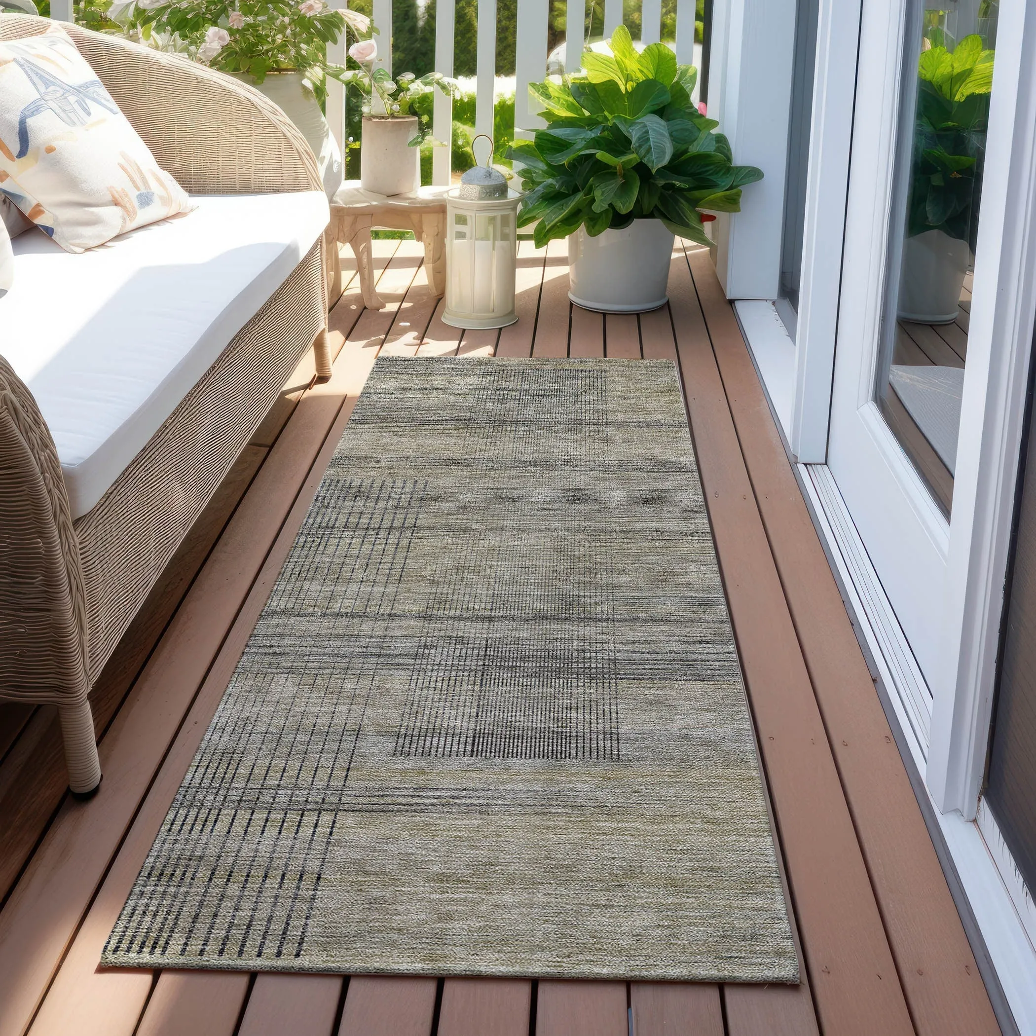 Machine Washable Indoor/ Outdoor Chantille Contemporary Imprints Rug