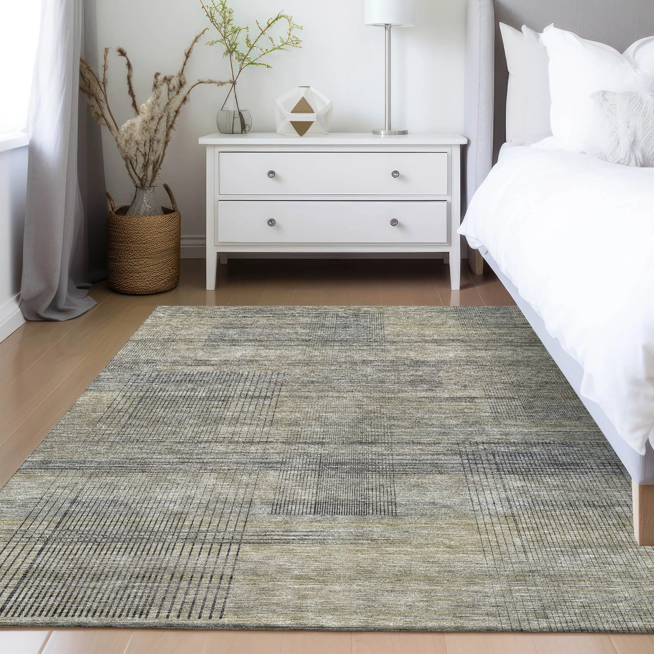 Machine Washable Indoor/ Outdoor Chantille Contemporary Imprints Rug