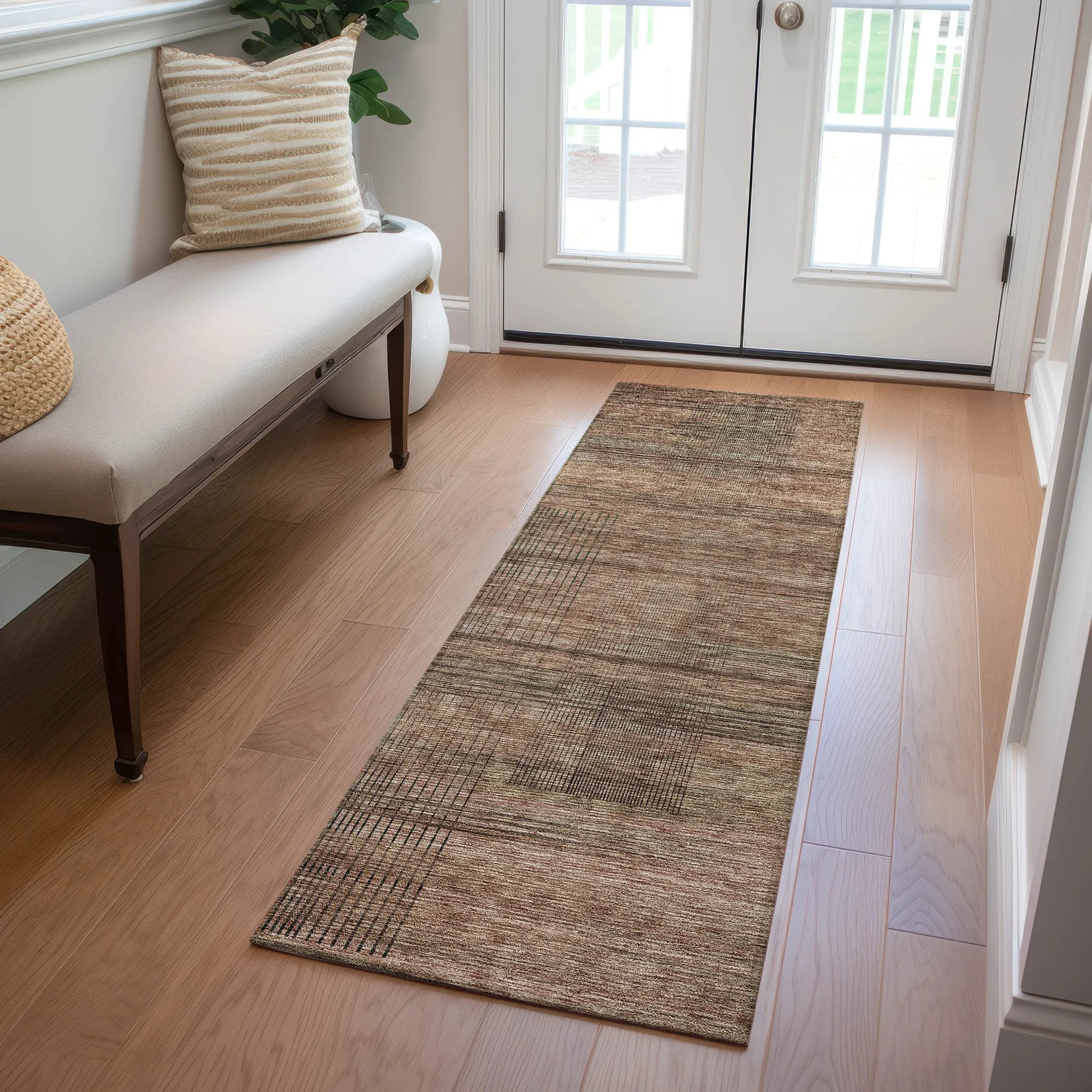 Machine Washable Indoor/ Outdoor Chantille Contemporary Imprints Rug