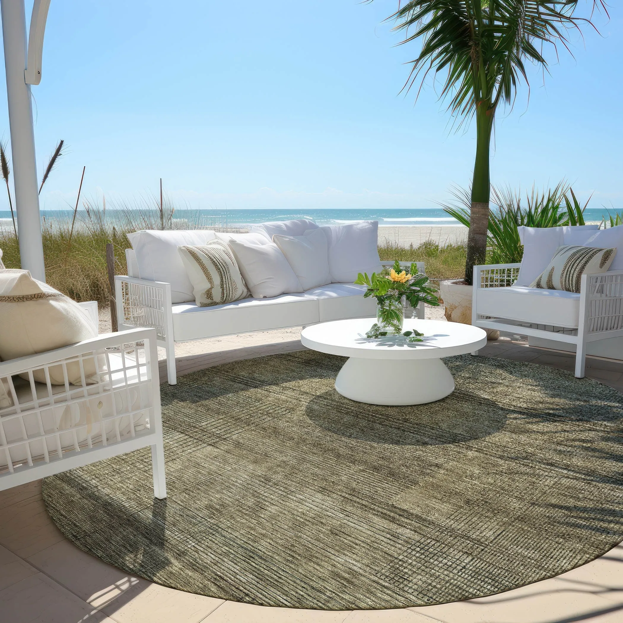 Machine Washable Indoor/ Outdoor Chantille Contemporary Imprints Rug