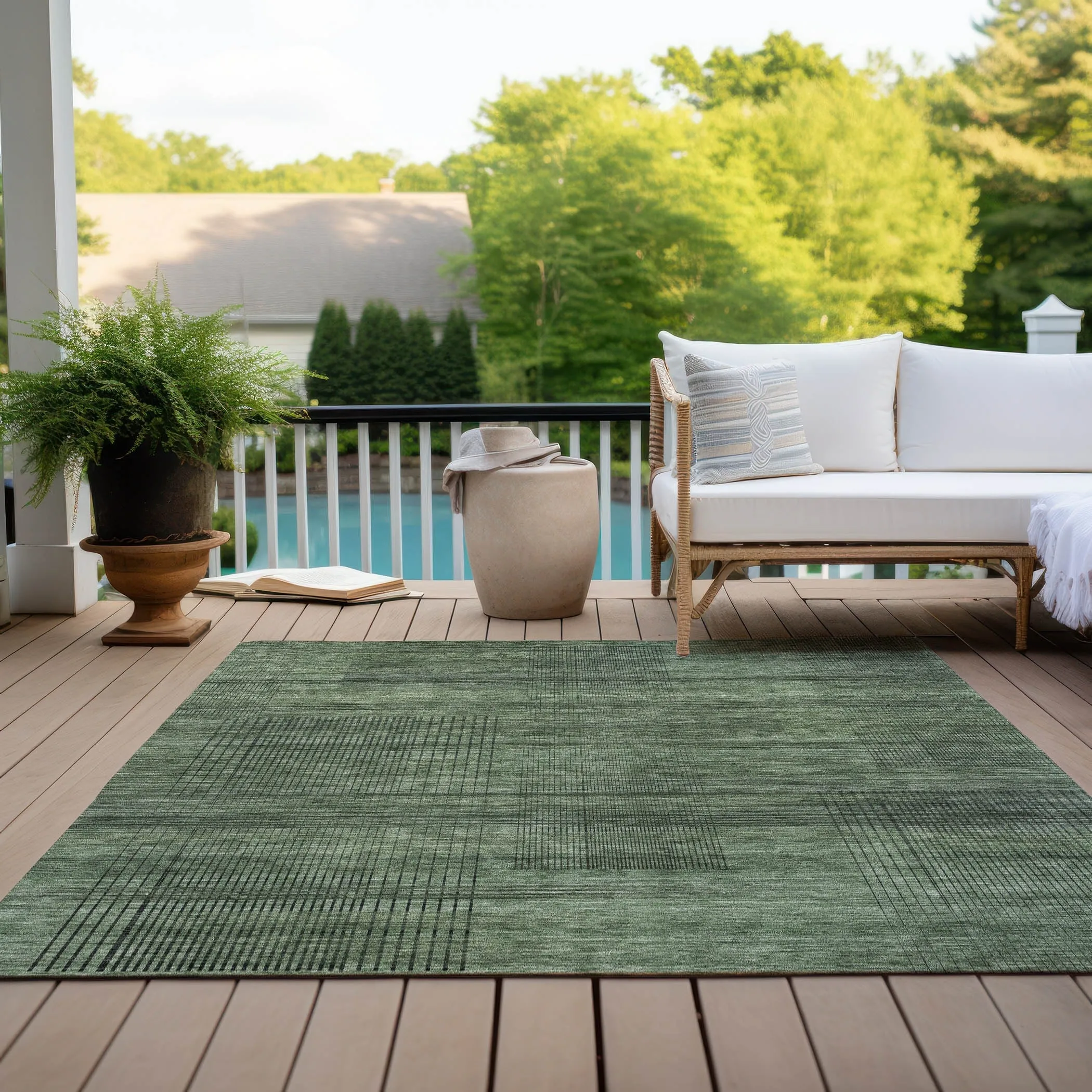 Machine Washable Indoor/ Outdoor Chantille Contemporary Imprints Rug
