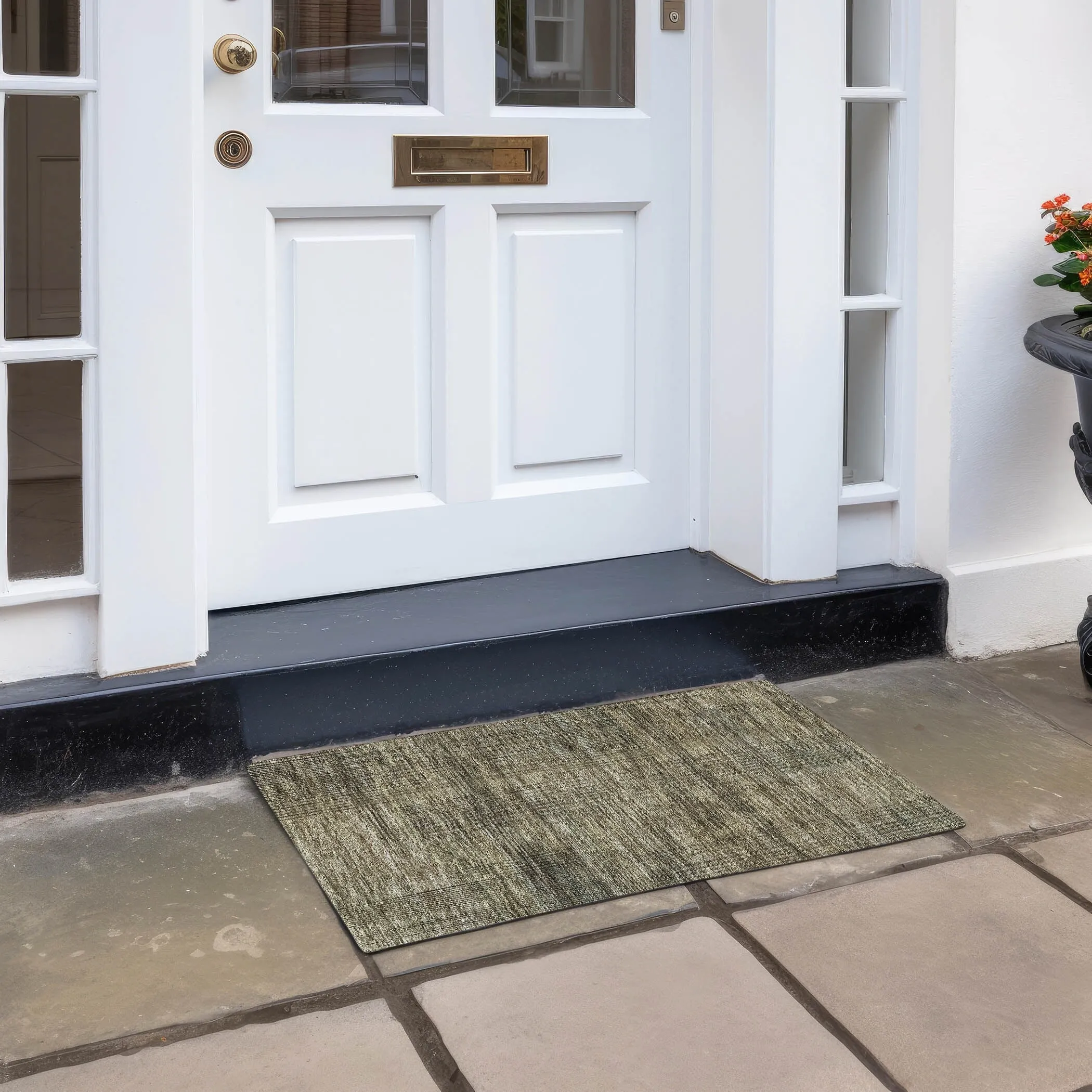 Machine Washable Indoor/ Outdoor Chantille Contemporary Imprints Rug