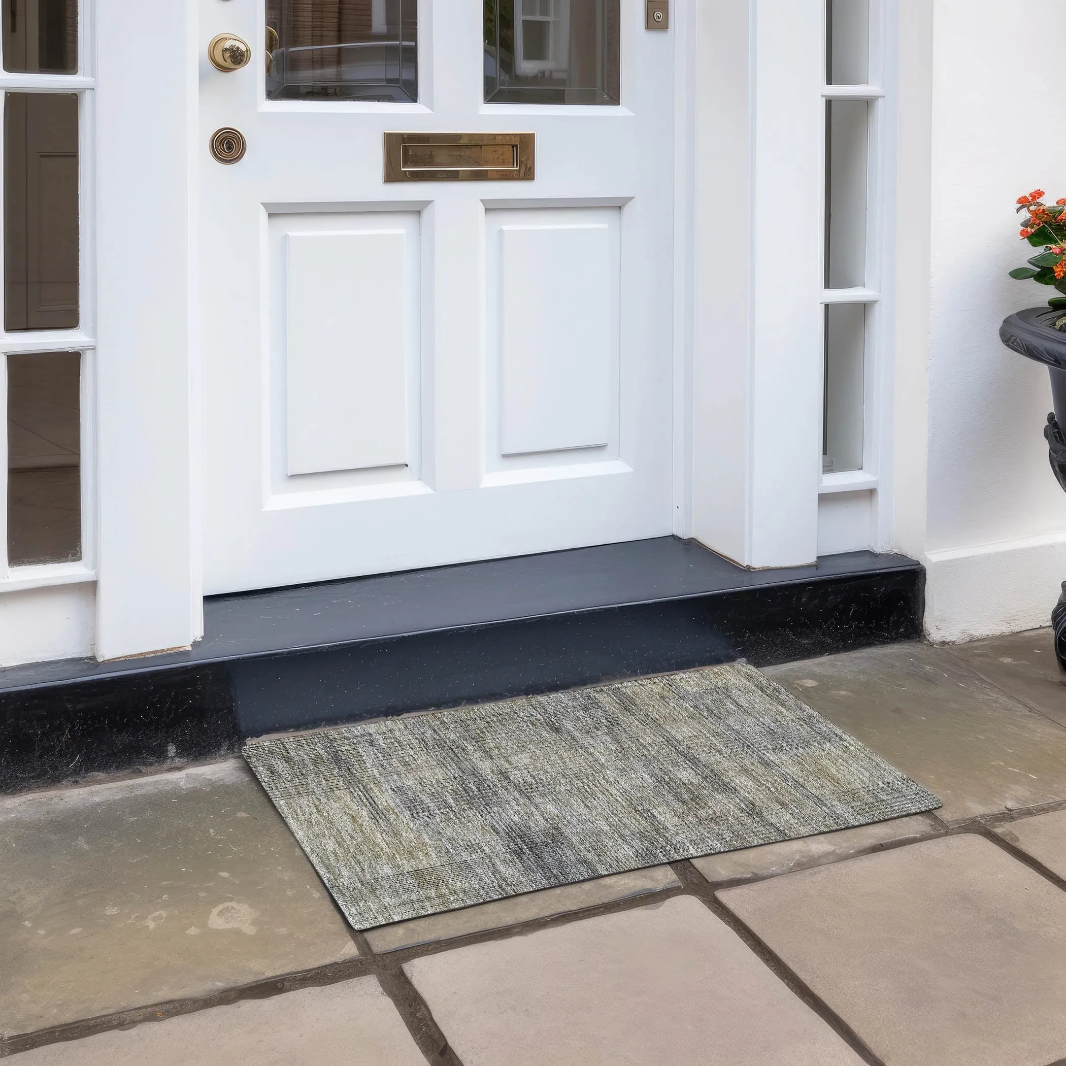 Machine Washable Indoor/ Outdoor Chantille Contemporary Imprints Rug
