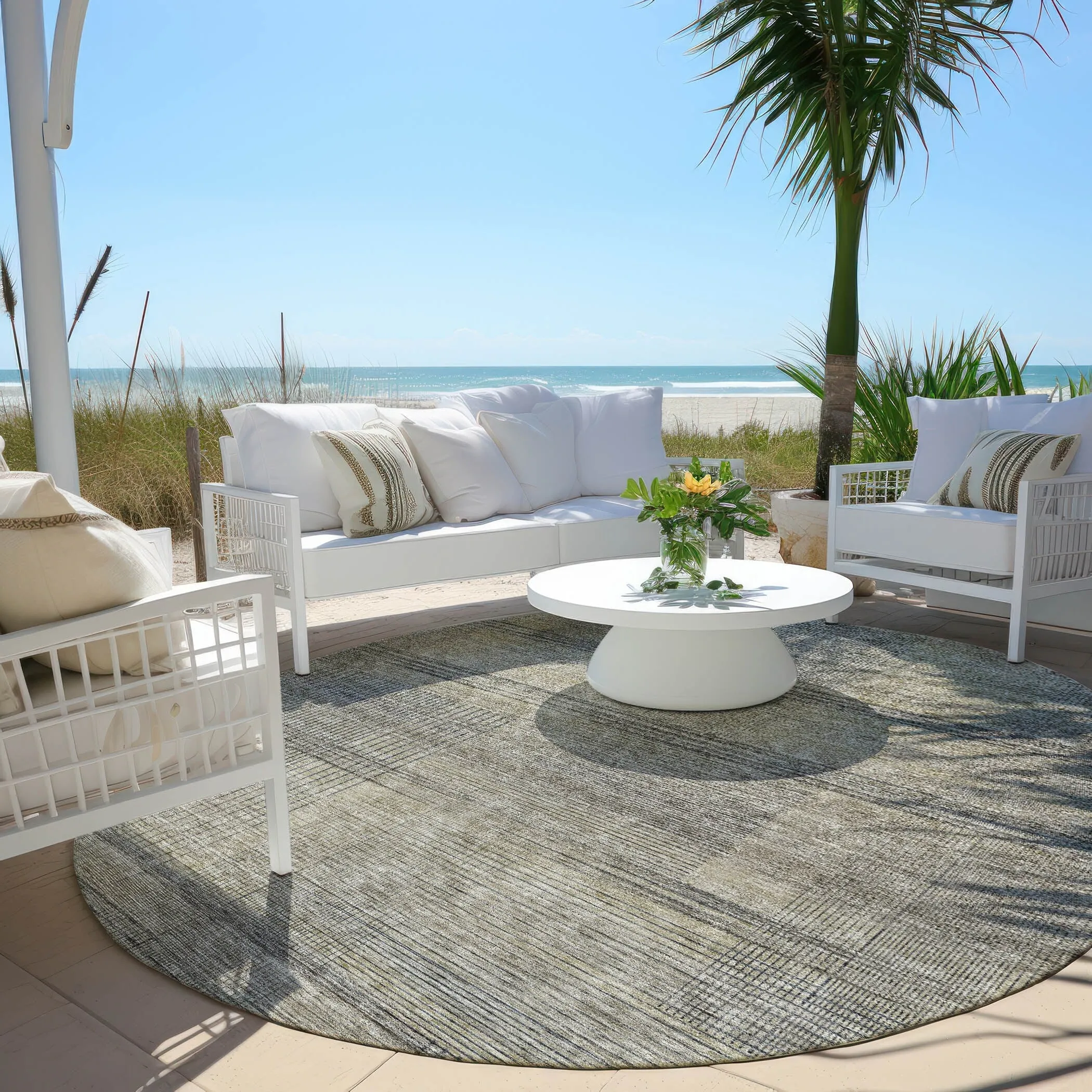 Machine Washable Indoor/ Outdoor Chantille Contemporary Imprints Rug