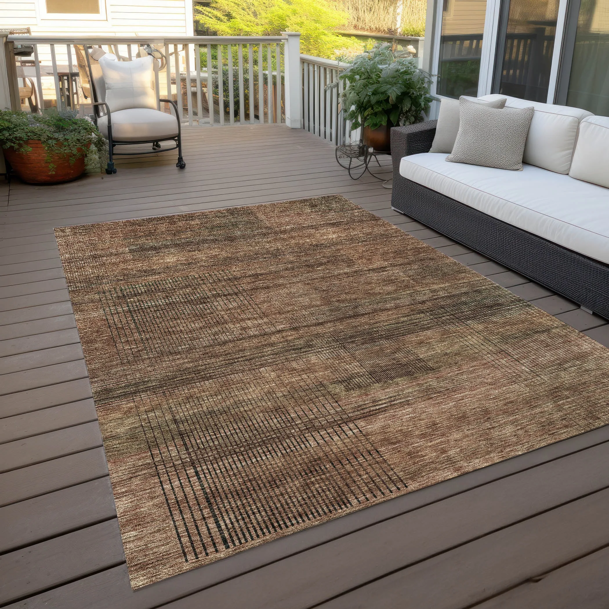 Machine Washable Indoor/ Outdoor Chantille Contemporary Imprints Rug