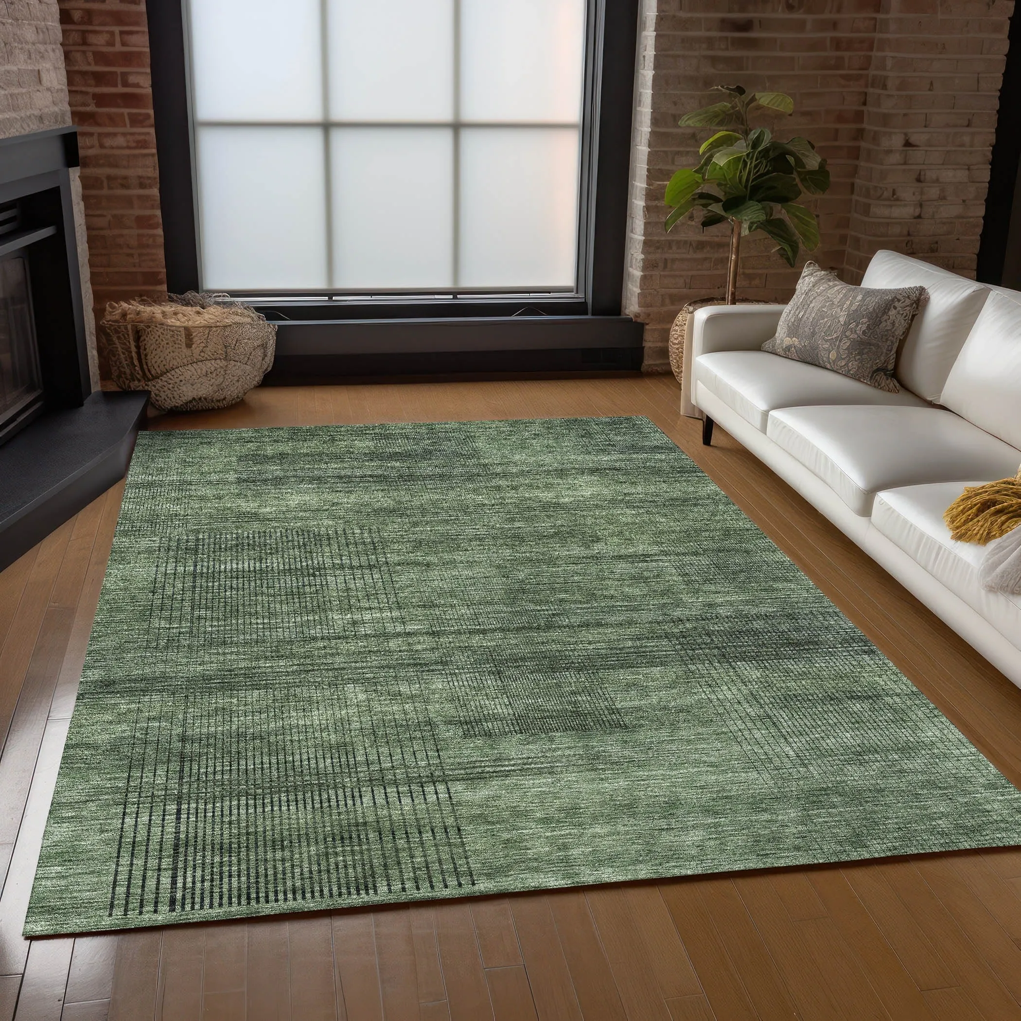 Machine Washable Indoor/ Outdoor Chantille Contemporary Imprints Rug