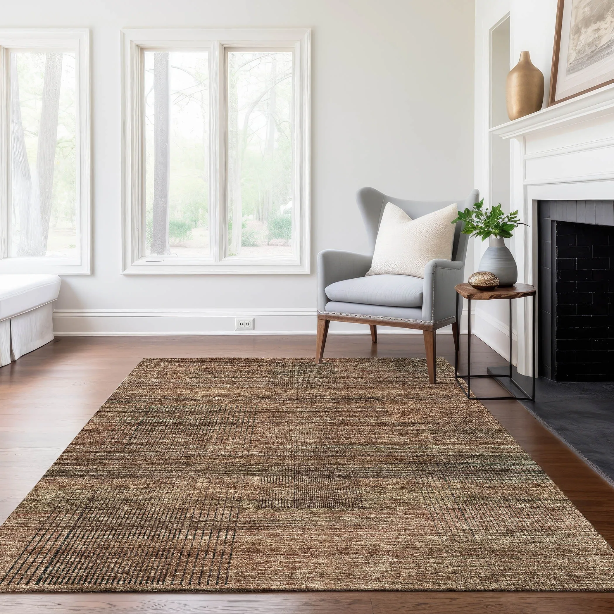 Machine Washable Indoor/ Outdoor Chantille Contemporary Imprints Rug