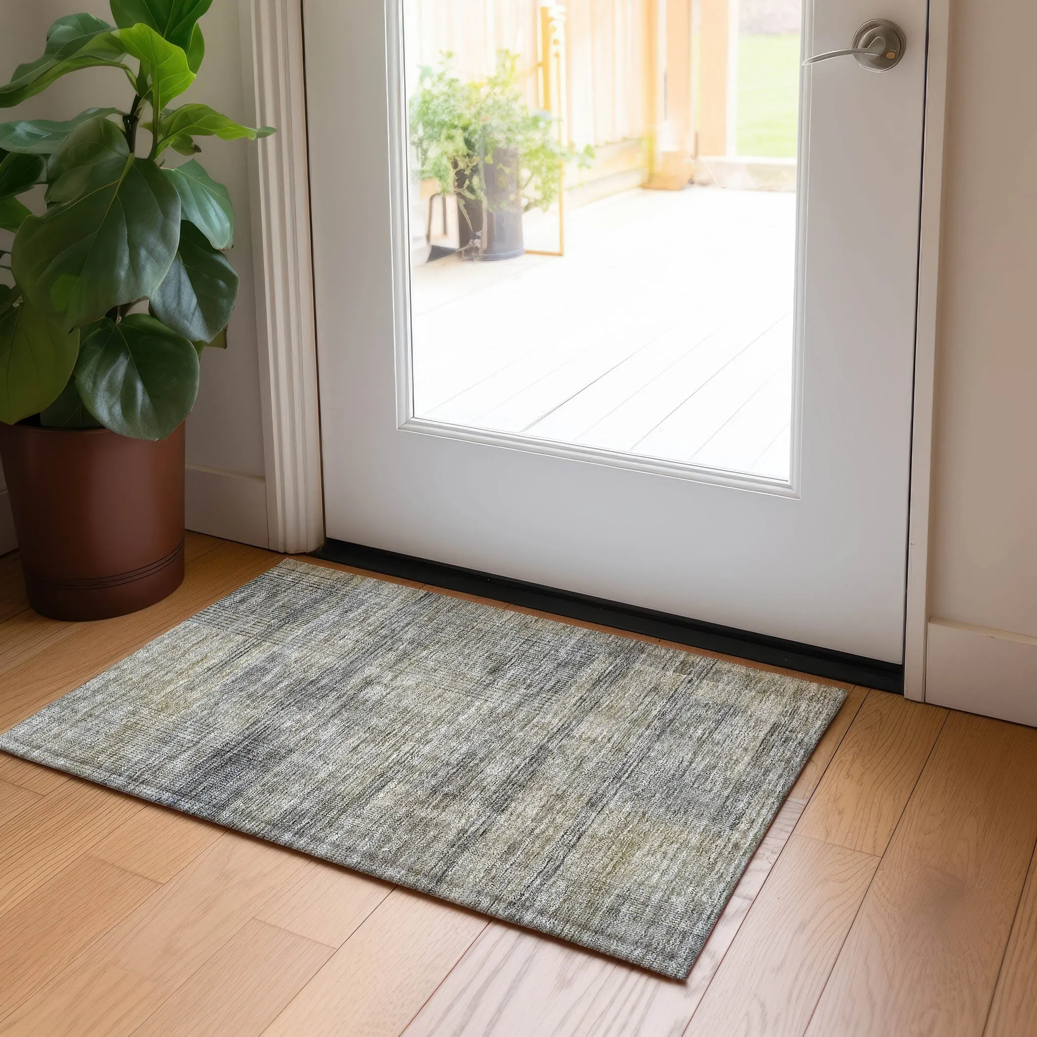 Machine Washable Indoor/ Outdoor Chantille Contemporary Imprints Rug