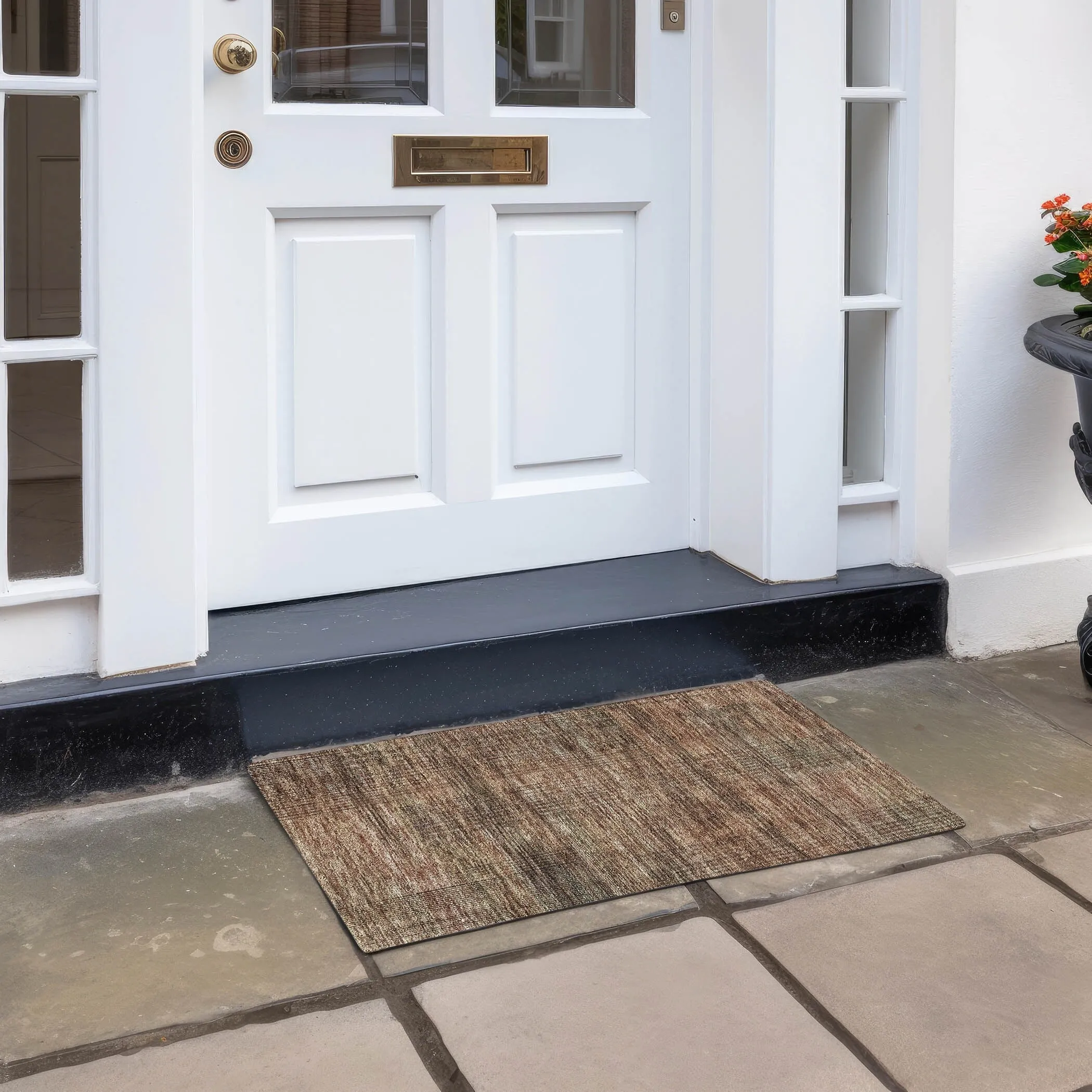 Machine Washable Indoor/ Outdoor Chantille Contemporary Imprints Rug