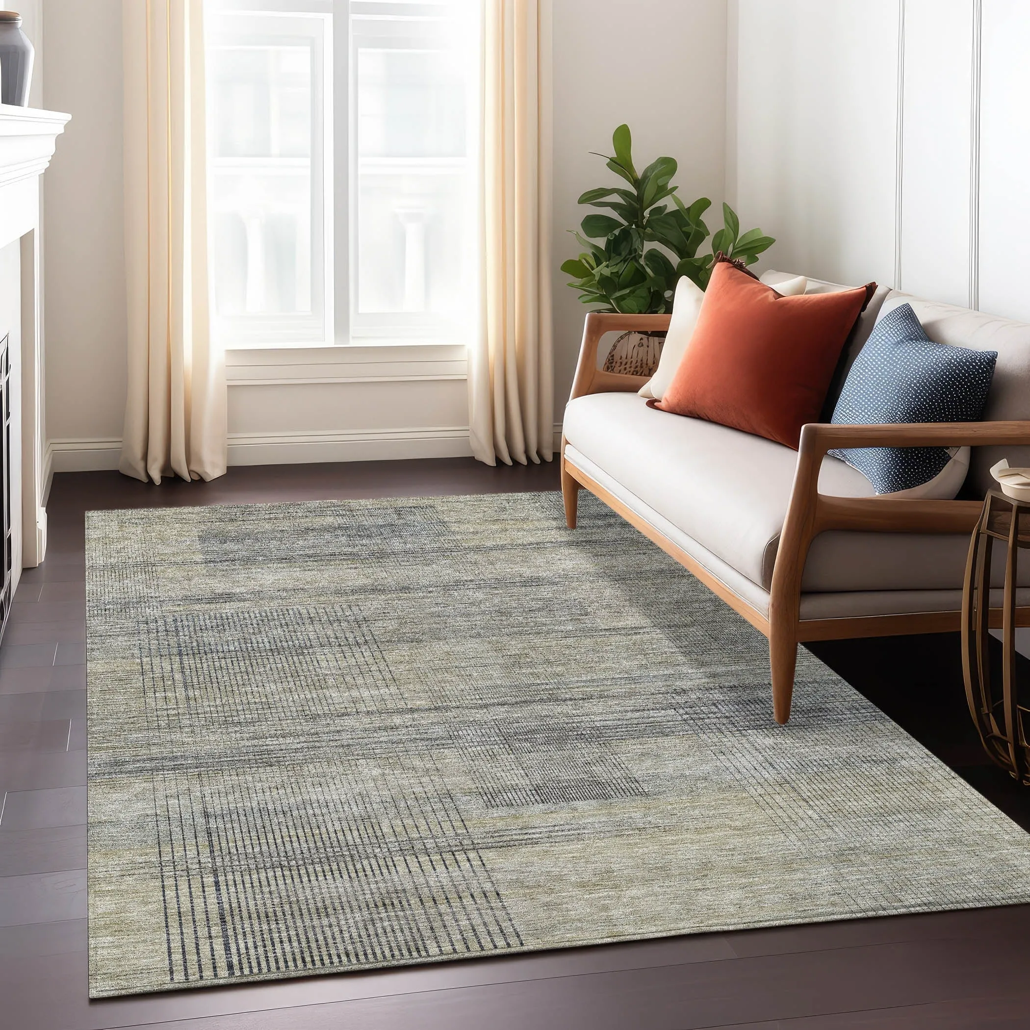 Machine Washable Indoor/ Outdoor Chantille Contemporary Imprints Rug