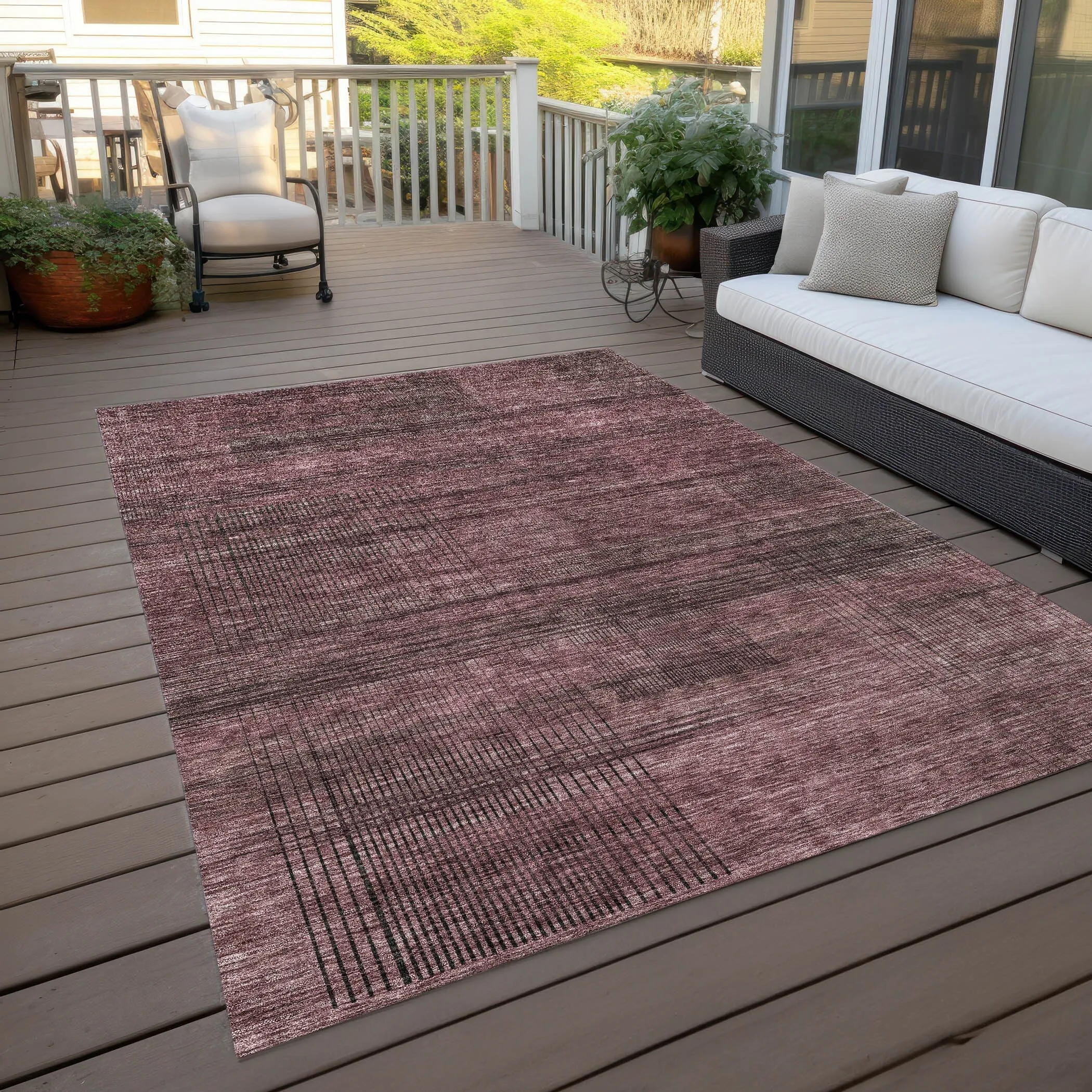 Machine Washable Indoor/ Outdoor Chantille Contemporary Imprints Rug