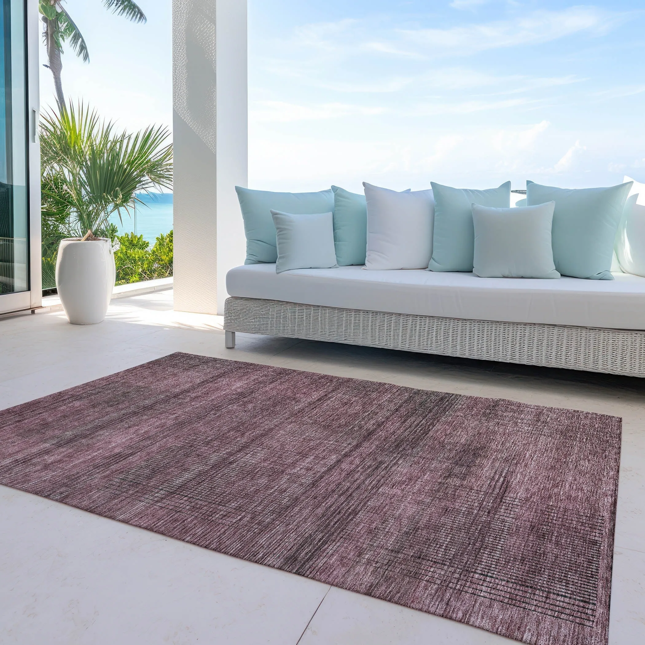 Machine Washable Indoor/ Outdoor Chantille Contemporary Imprints Rug