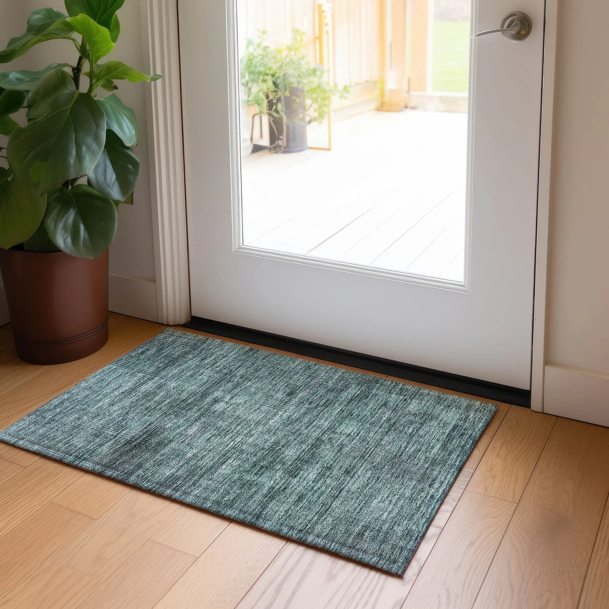 Machine Washable Indoor/ Outdoor Chantille Contemporary Imprints Rug