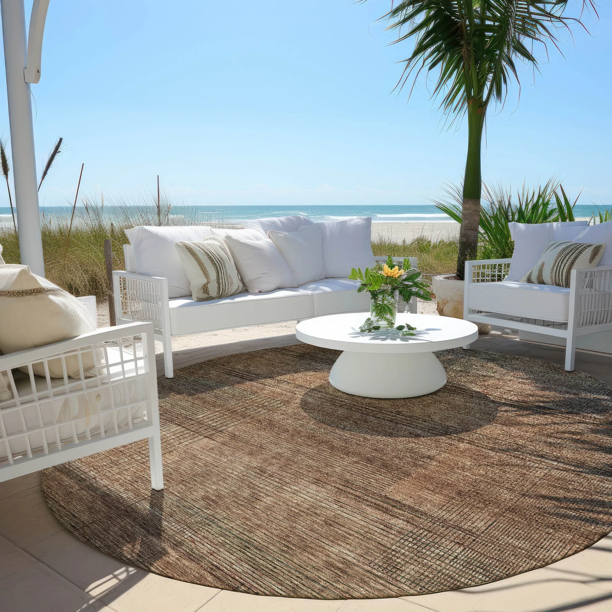 Machine Washable Indoor/ Outdoor Chantille Contemporary Imprints Rug