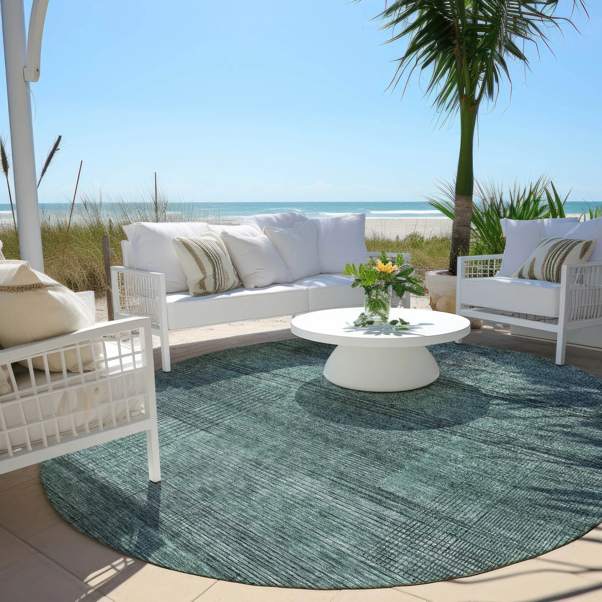 Machine Washable Indoor/ Outdoor Chantille Contemporary Imprints Rug
