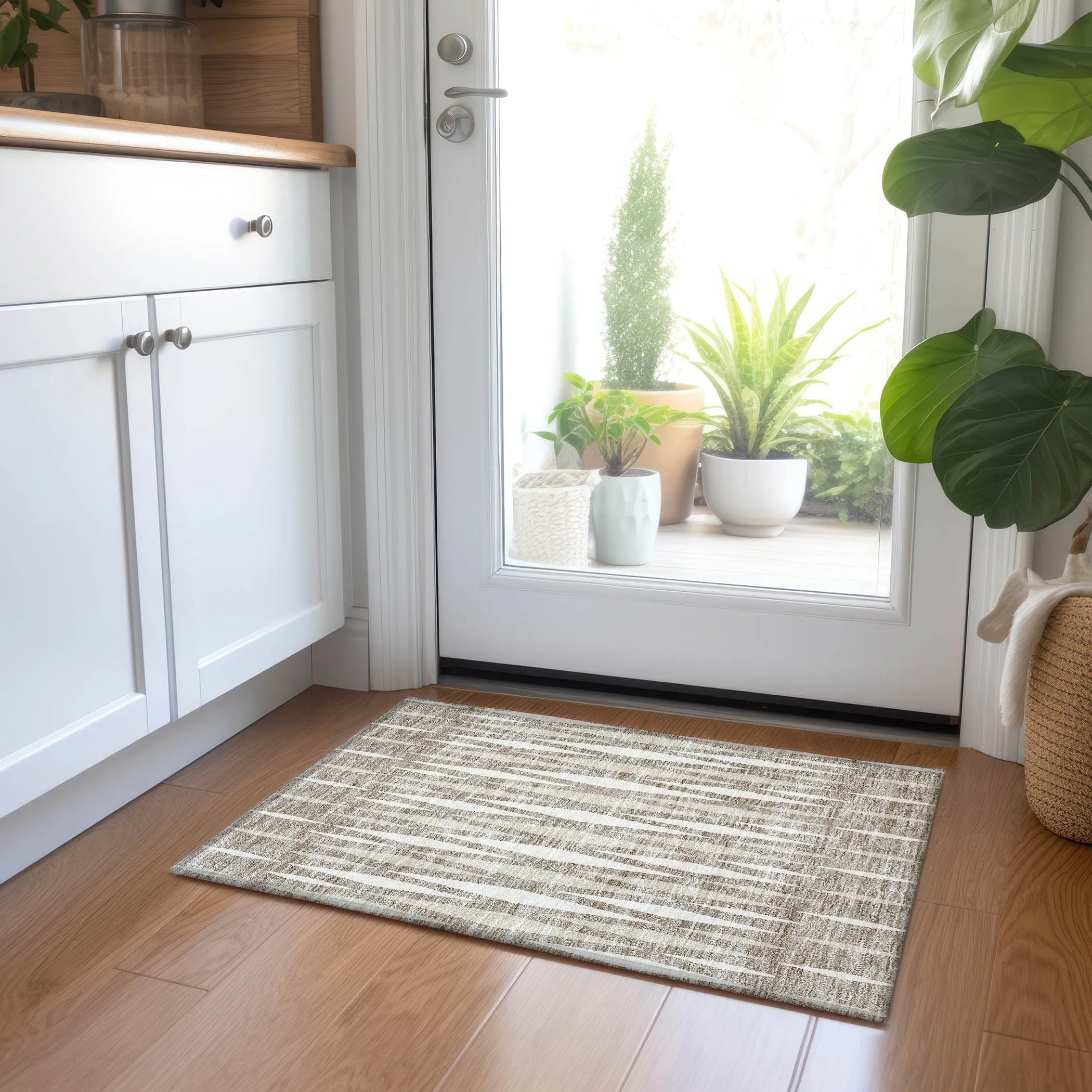 Machine Washable Indoor/ Outdoor Chantille Contemporary Mosaic Rug