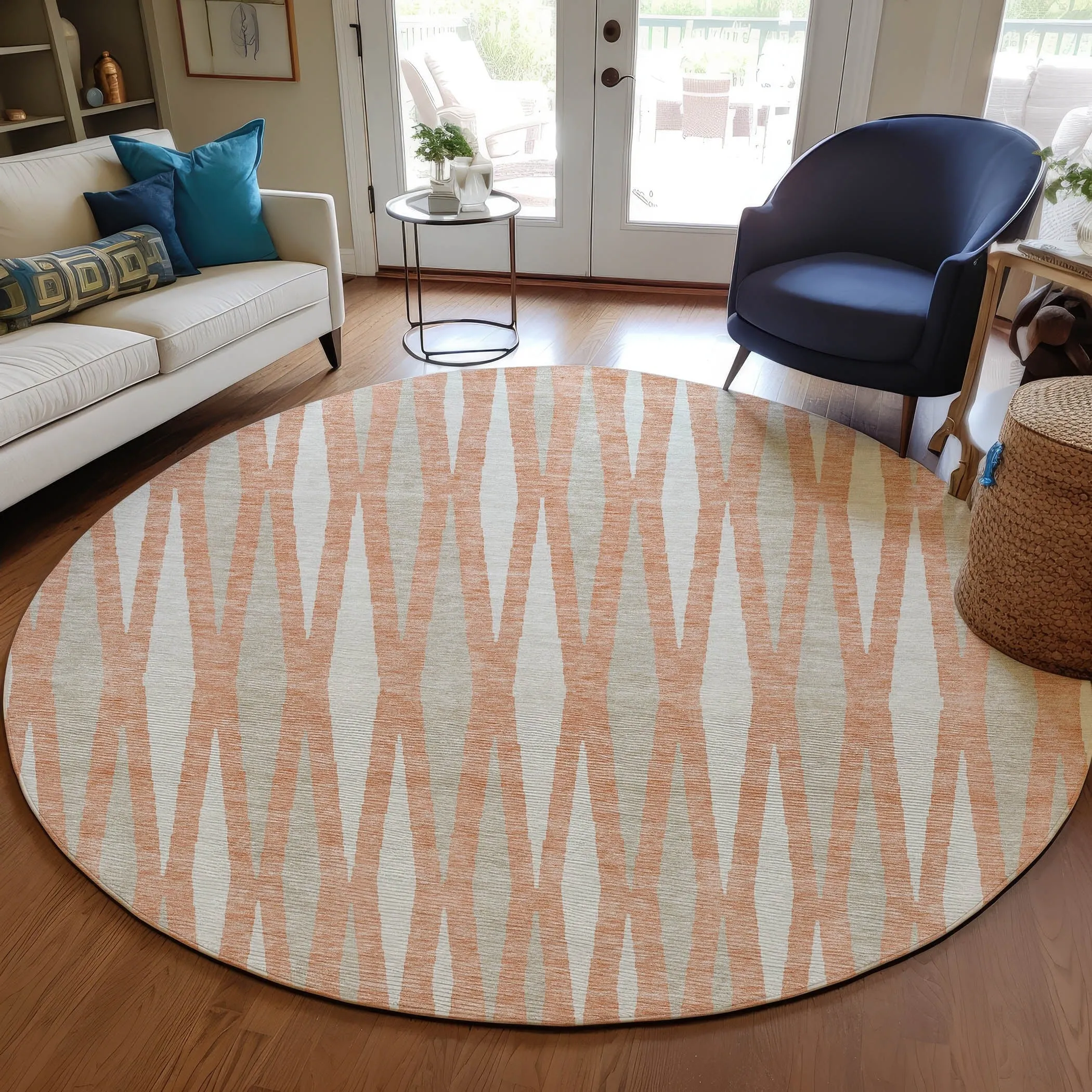 Machine Washable Indoor/ Outdoor Chantille Contemporary Mosaic Rug