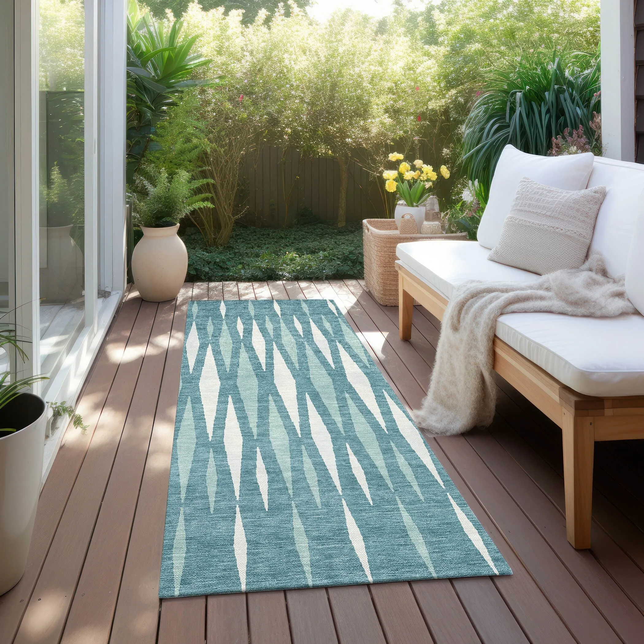 Machine Washable Indoor/ Outdoor Chantille Contemporary Mosaic Rug