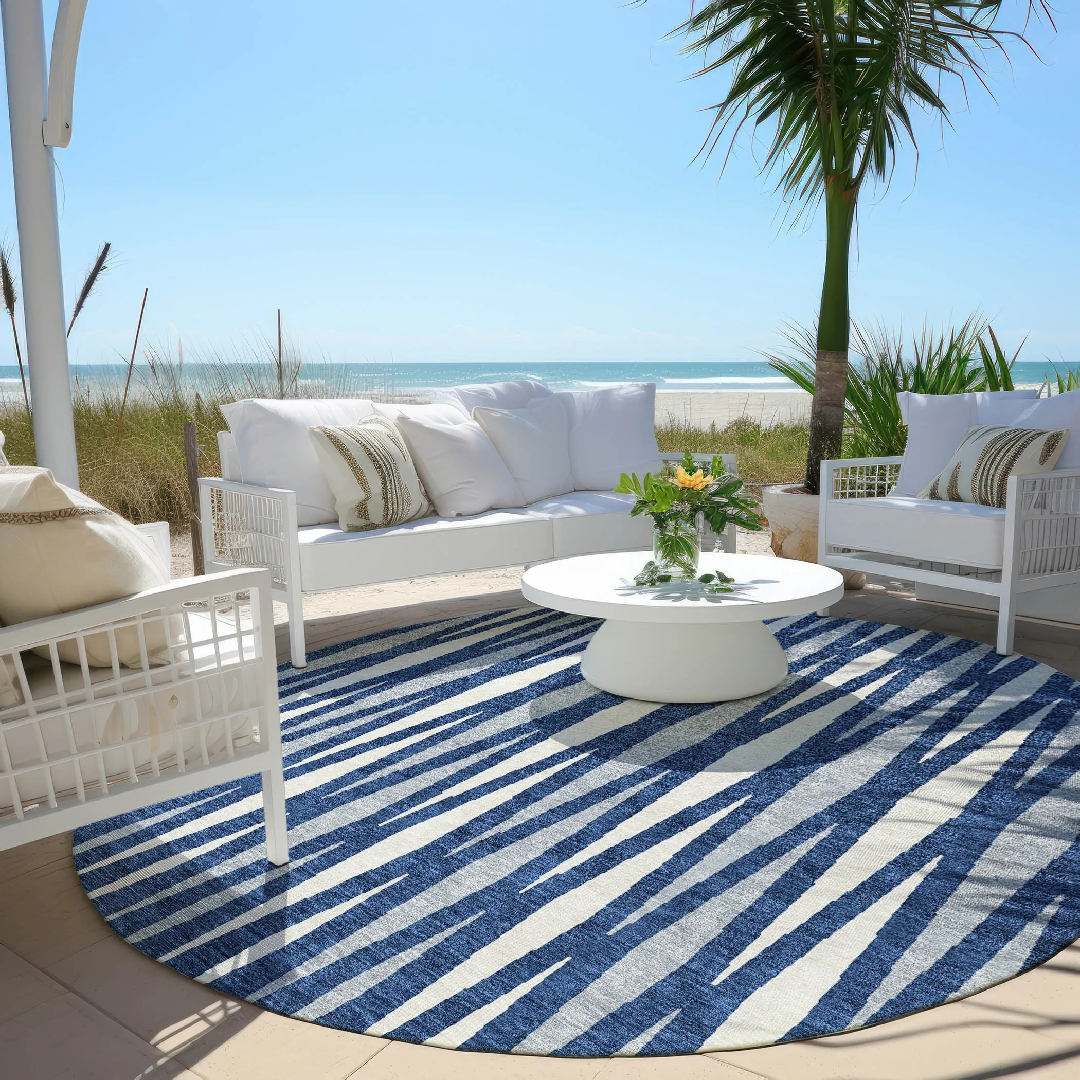 Machine Washable Indoor/ Outdoor Chantille Contemporary Mosaic Rug