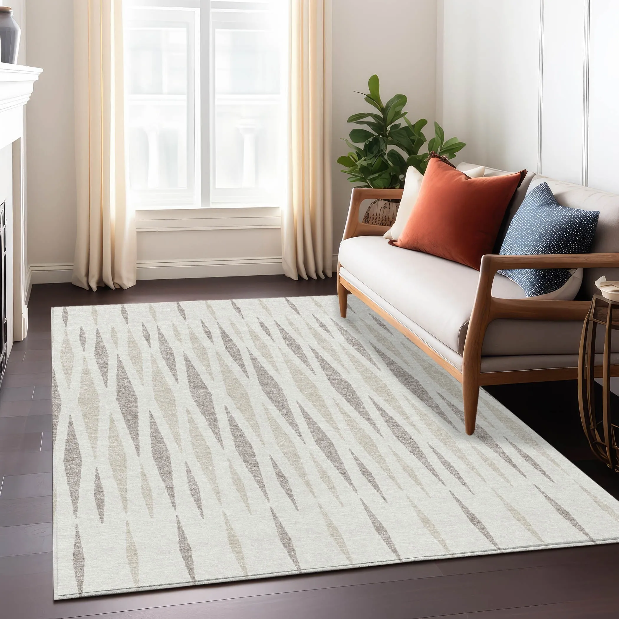 Machine Washable Indoor/ Outdoor Chantille Contemporary Mosaic Rug