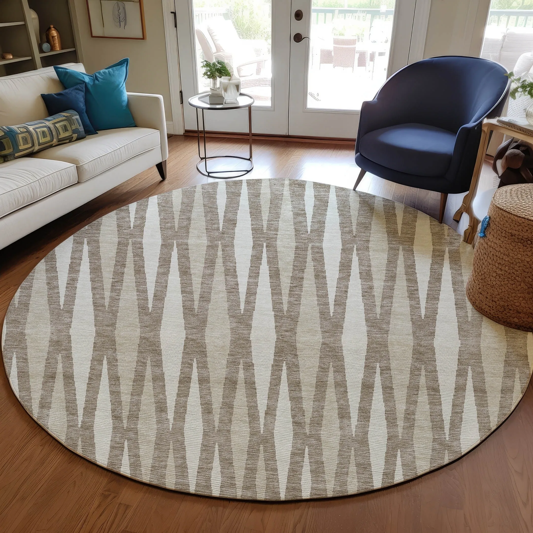 Machine Washable Indoor/ Outdoor Chantille Contemporary Mosaic Rug