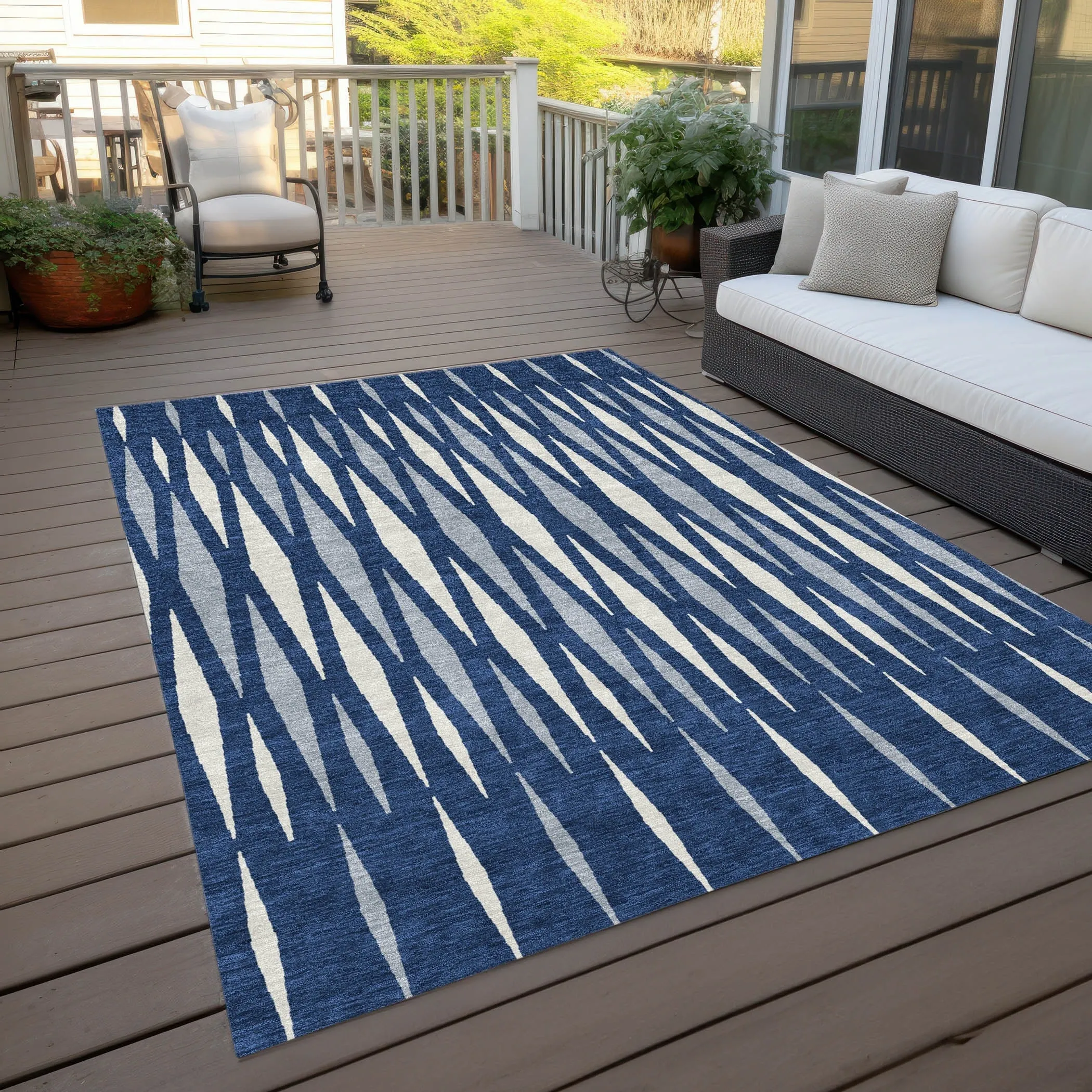Machine Washable Indoor/ Outdoor Chantille Contemporary Mosaic Rug