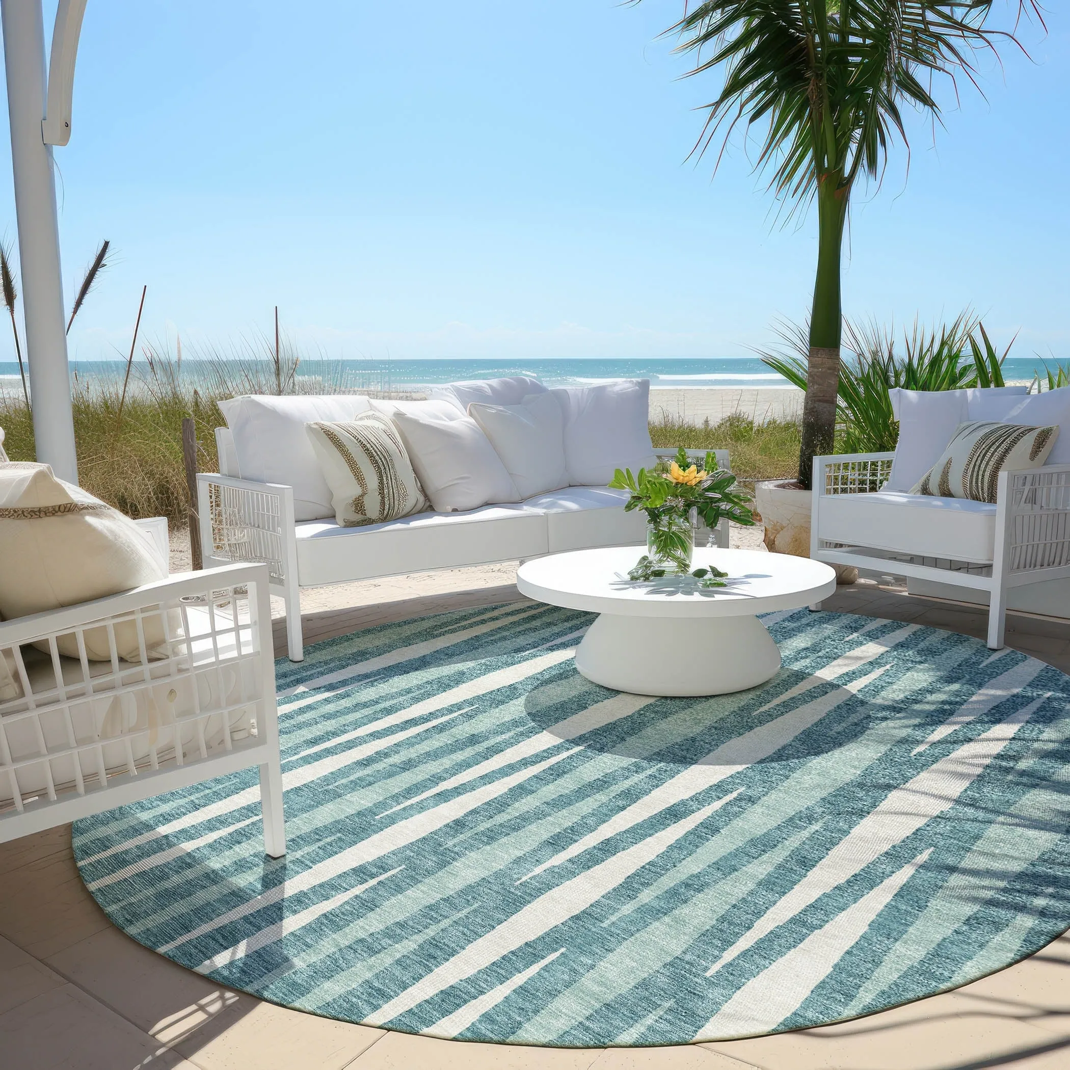 Machine Washable Indoor/ Outdoor Chantille Contemporary Mosaic Rug