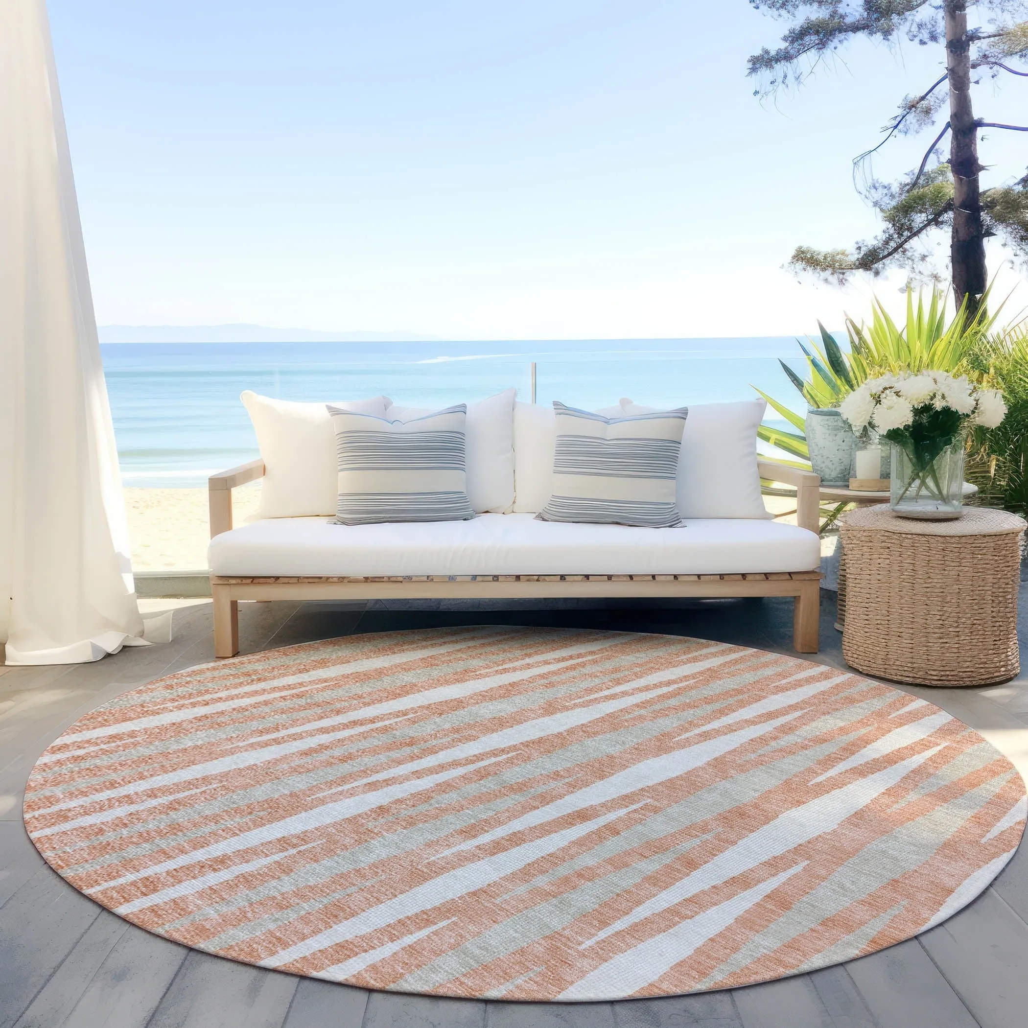 Machine Washable Indoor/ Outdoor Chantille Contemporary Mosaic Rug