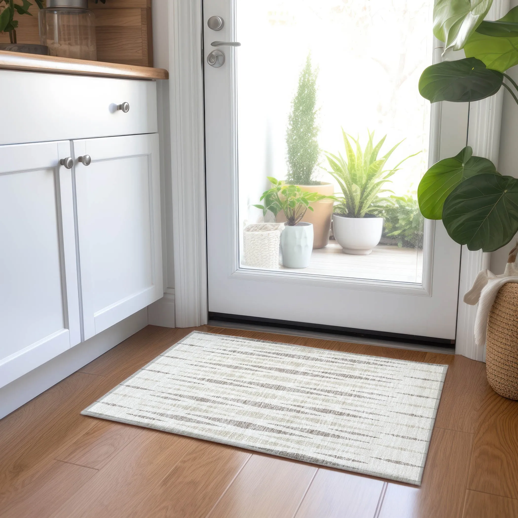 Machine Washable Indoor/ Outdoor Chantille Contemporary Mosaic Rug
