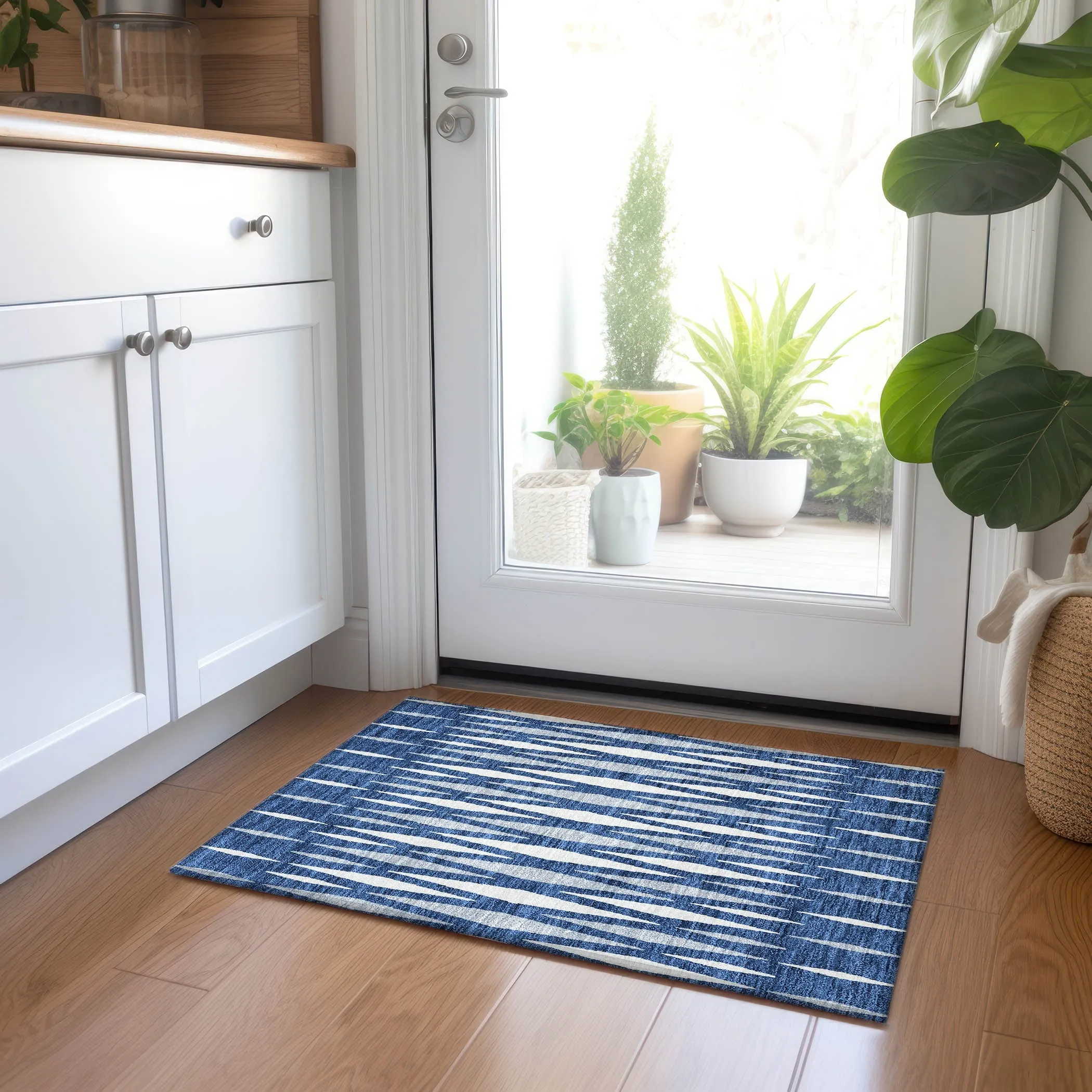 Machine Washable Indoor/ Outdoor Chantille Contemporary Mosaic Rug