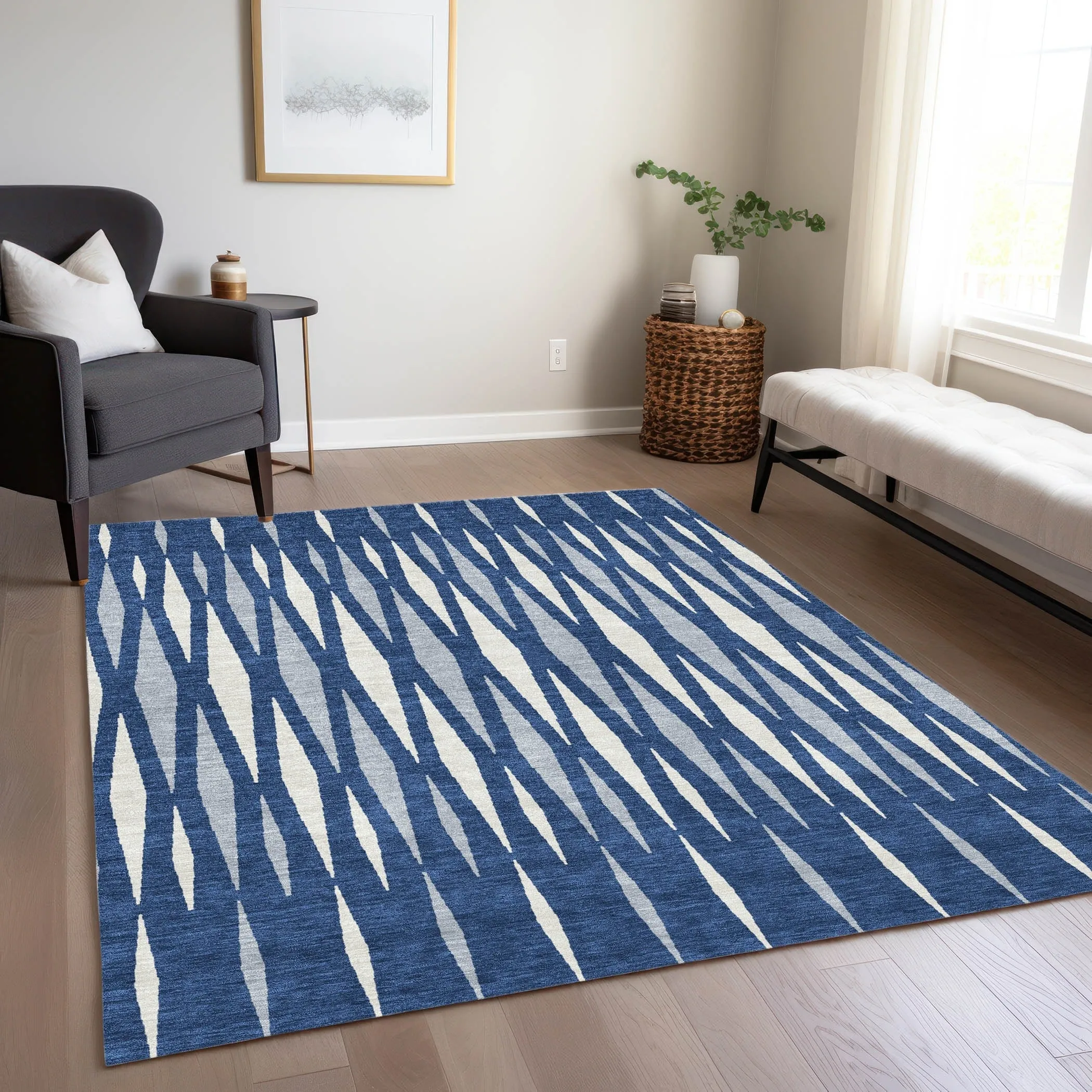 Machine Washable Indoor/ Outdoor Chantille Contemporary Mosaic Rug