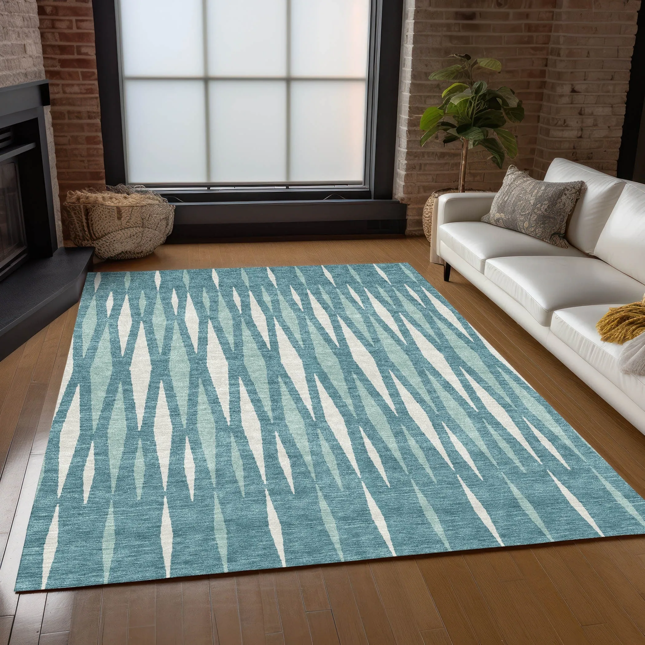 Machine Washable Indoor/ Outdoor Chantille Contemporary Mosaic Rug